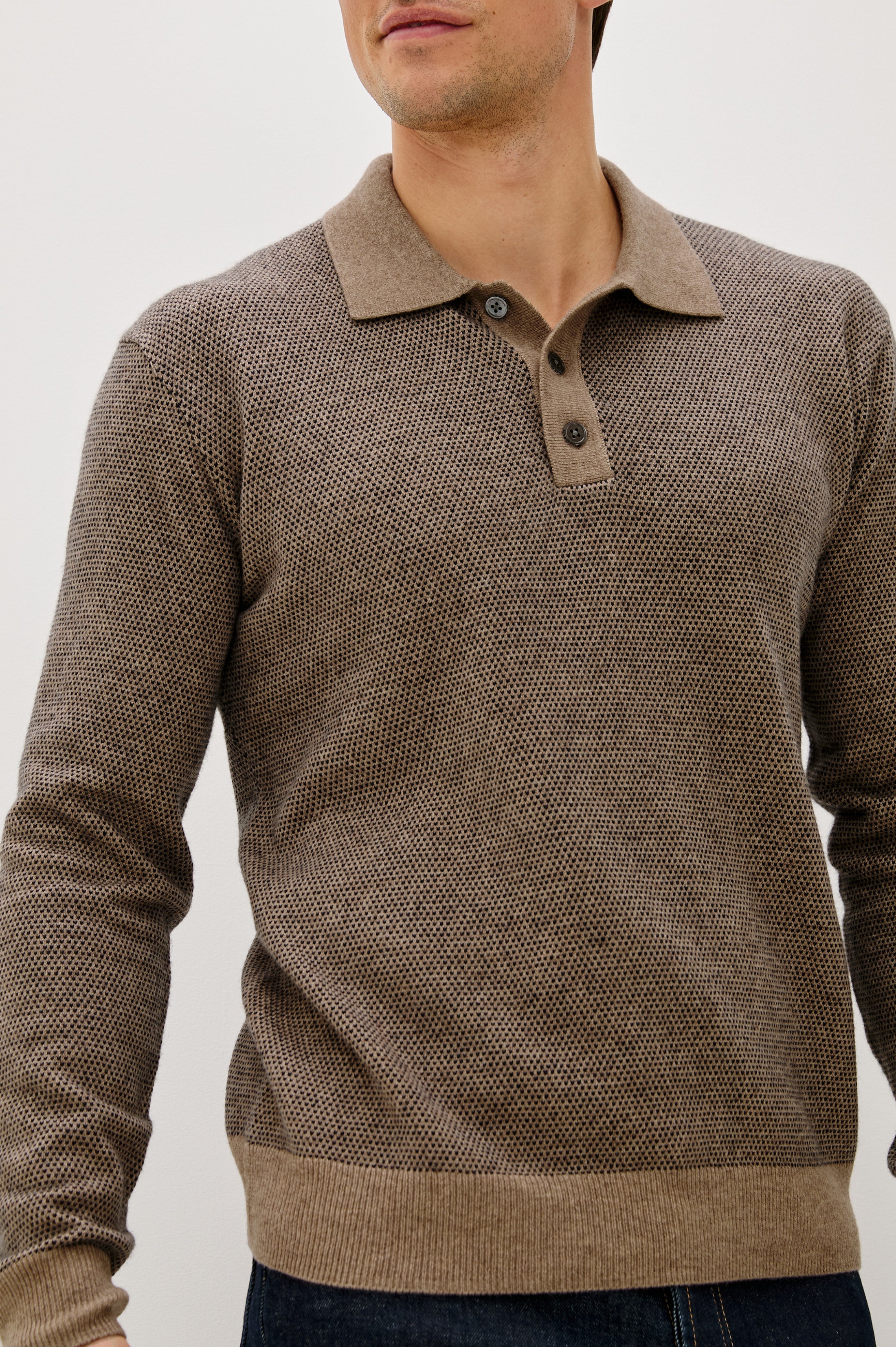 Anders Sweater Polo Flax Navy