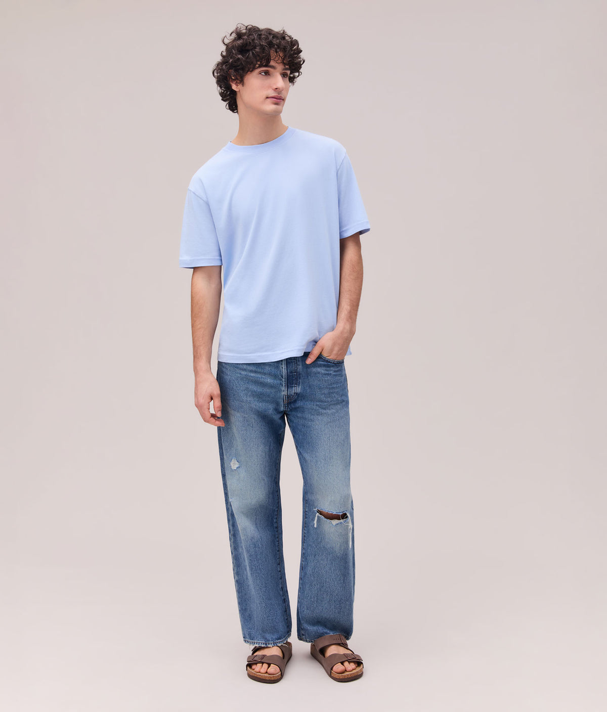 Relaxed Short Sleeve Tee Chambray Blue