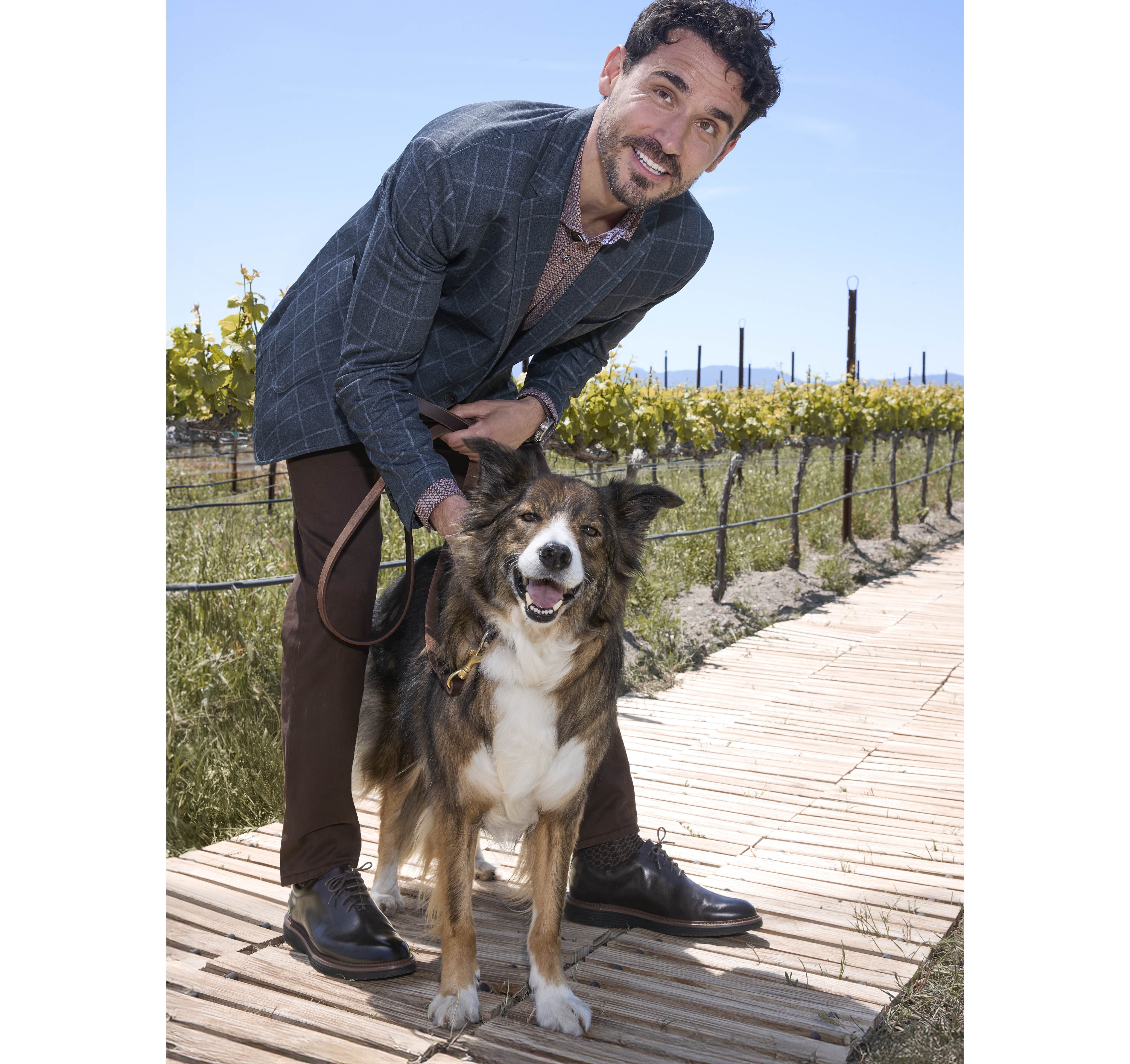 XC Flex Knit Blazer Navy Plaid