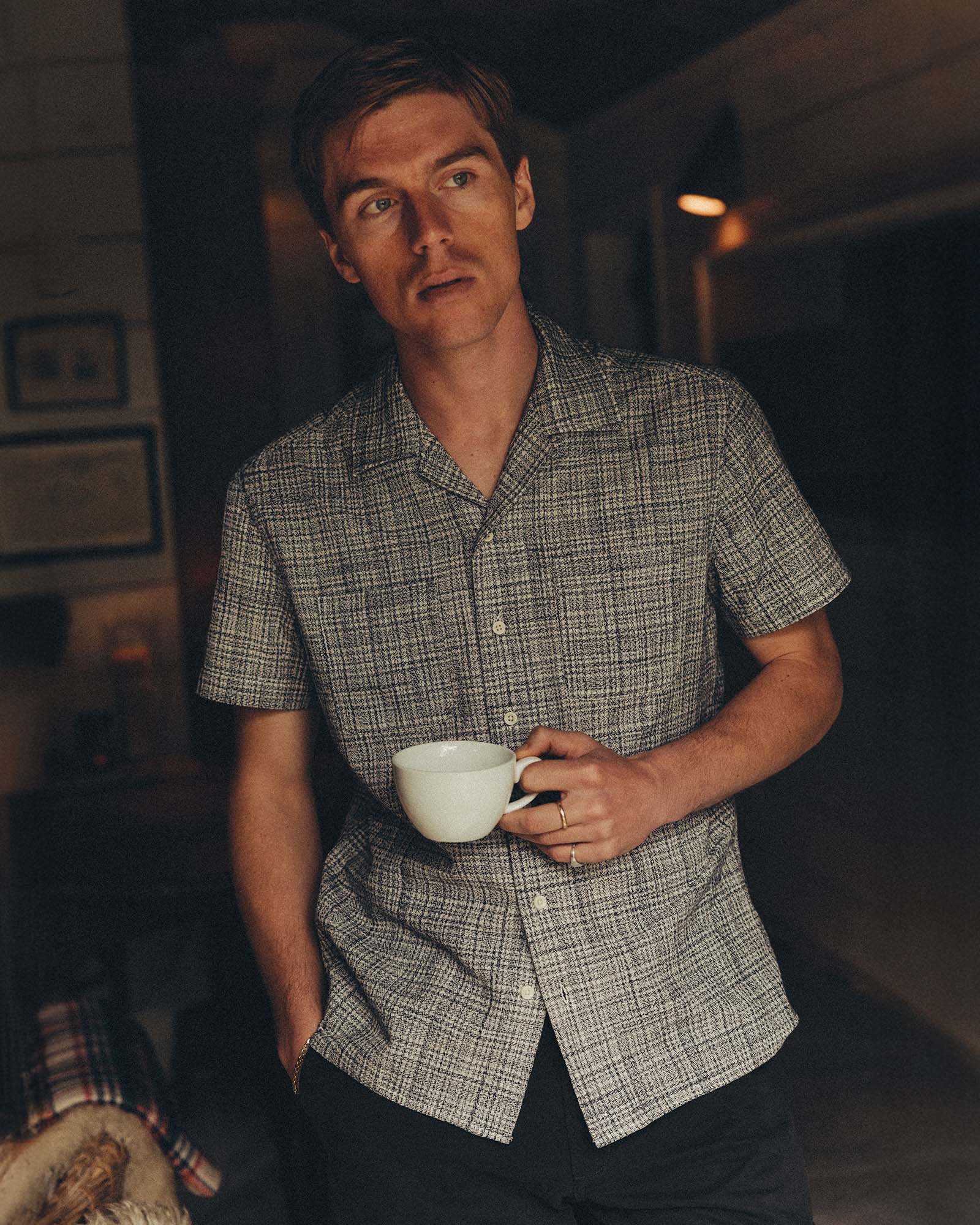 The Short Sleeve Conrad Shirt Cloud Clover Dobby