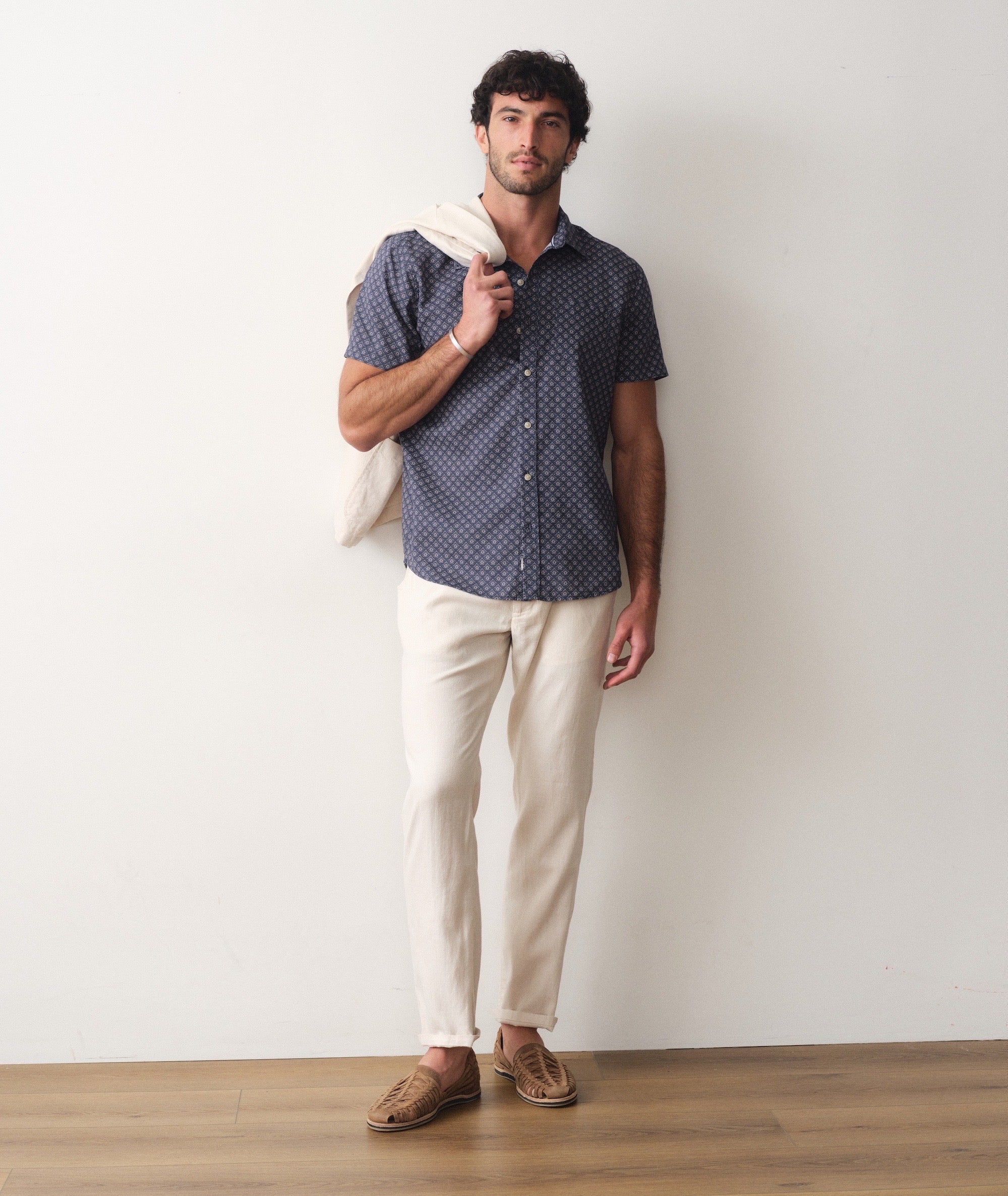 Better-Than-Linen Short Sleeve Shirt India Ink Diamond Print