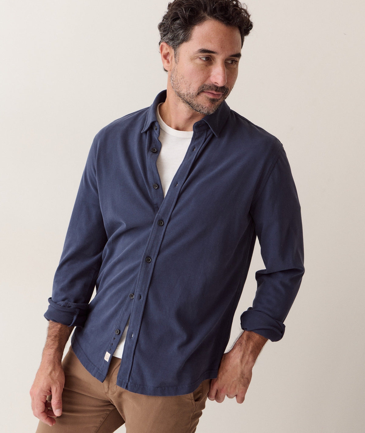 Luxe 250 Button Down Shirt Navy