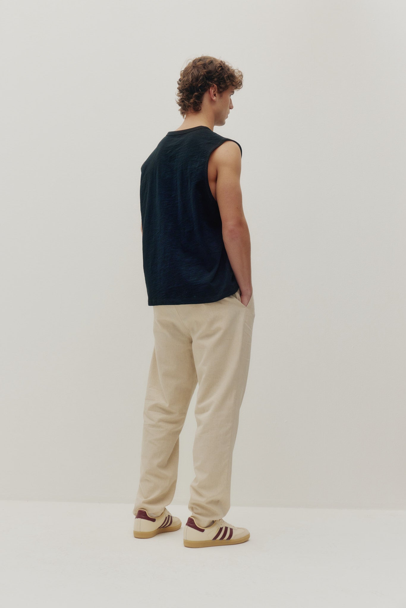 Linen Double Pleated Pants Natural