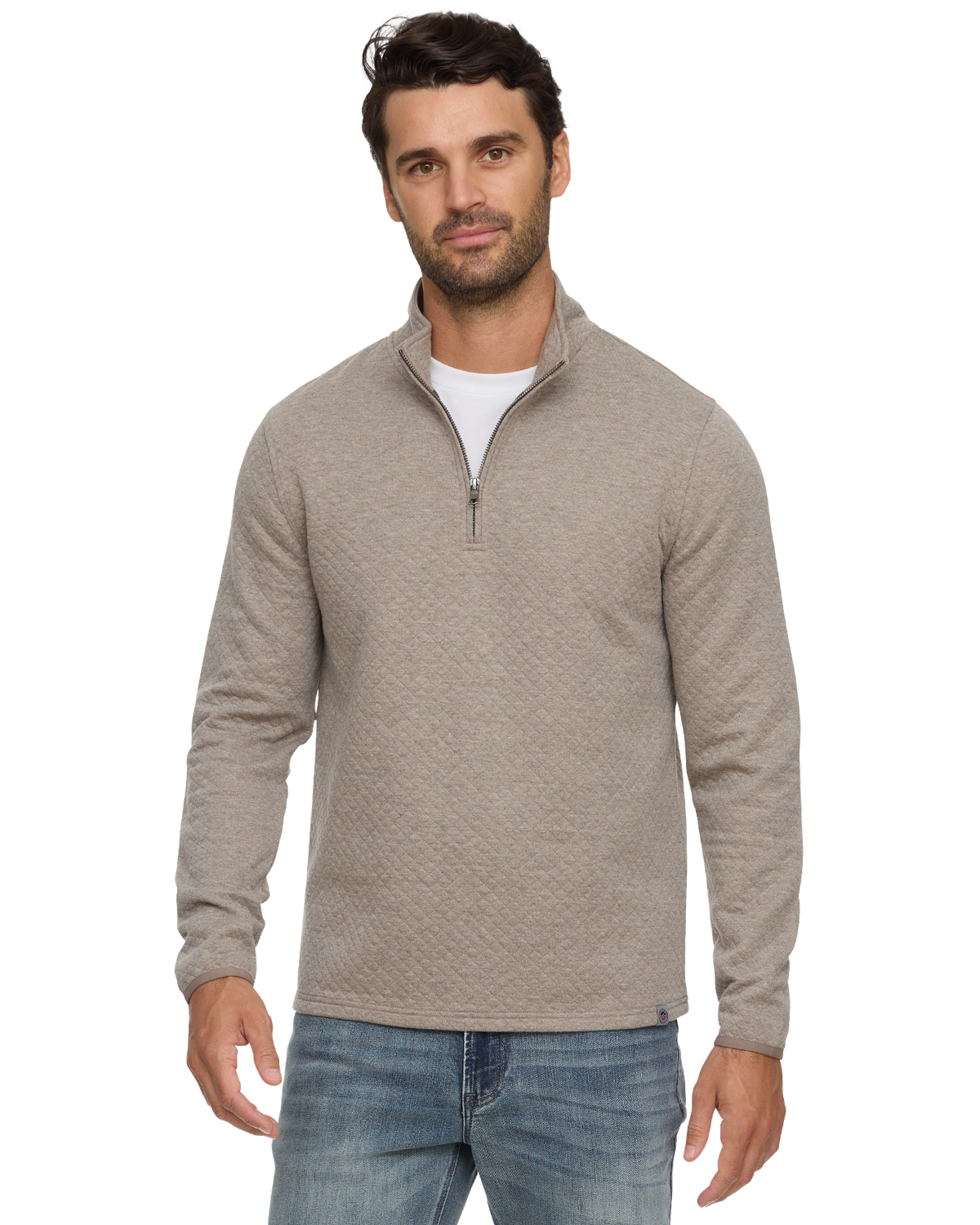 Bradner Quarter Zip Mock Neck Dark Taupe