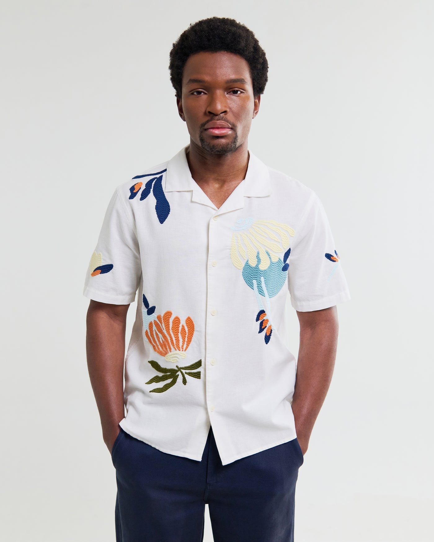 Didcot Shirt in Chunky Stitch Flower Ecru/Multi