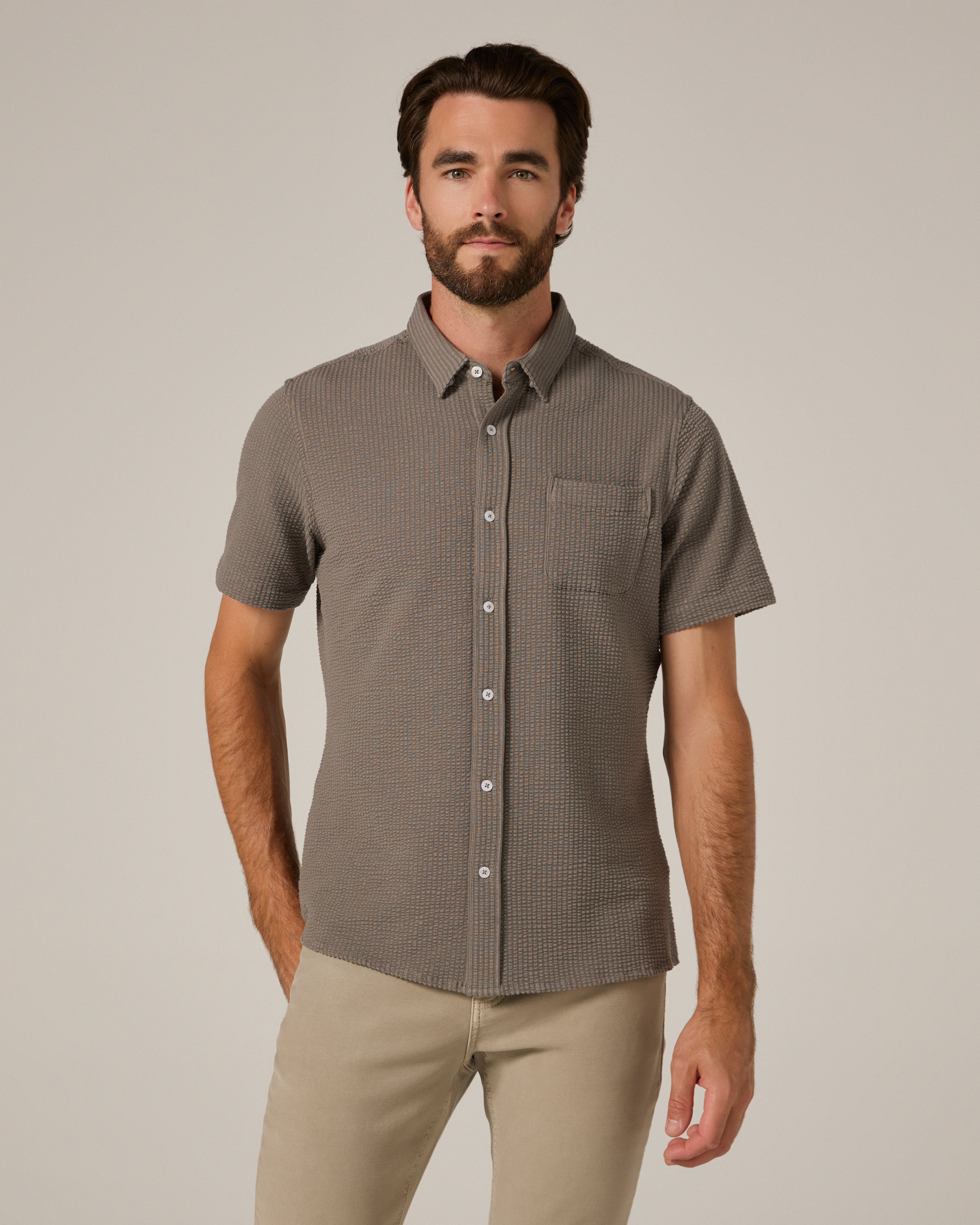 Bennet Seersucker Shirt Steel Grey