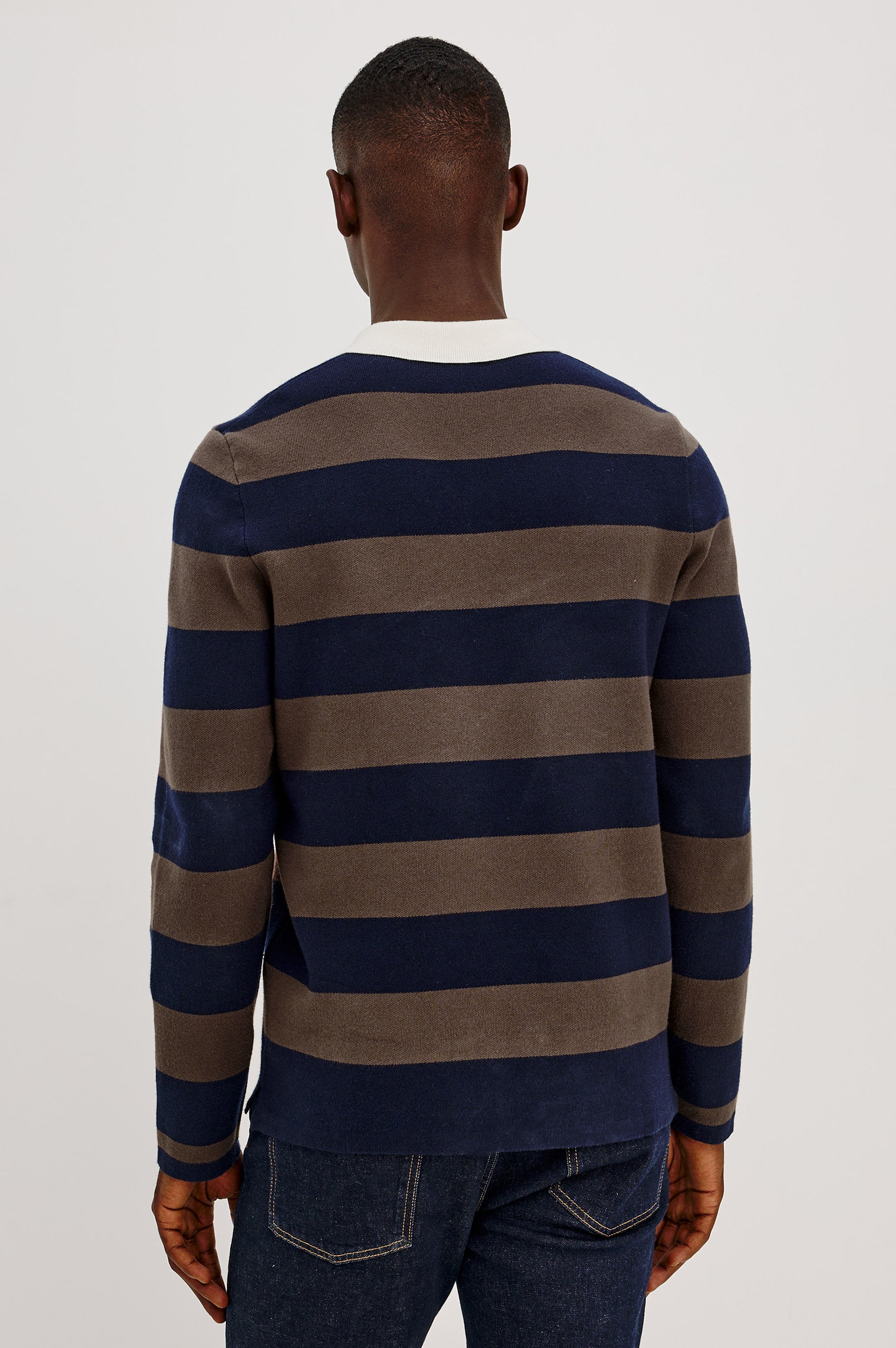 Luther Stripe Rugby Sweater Navy Carob
