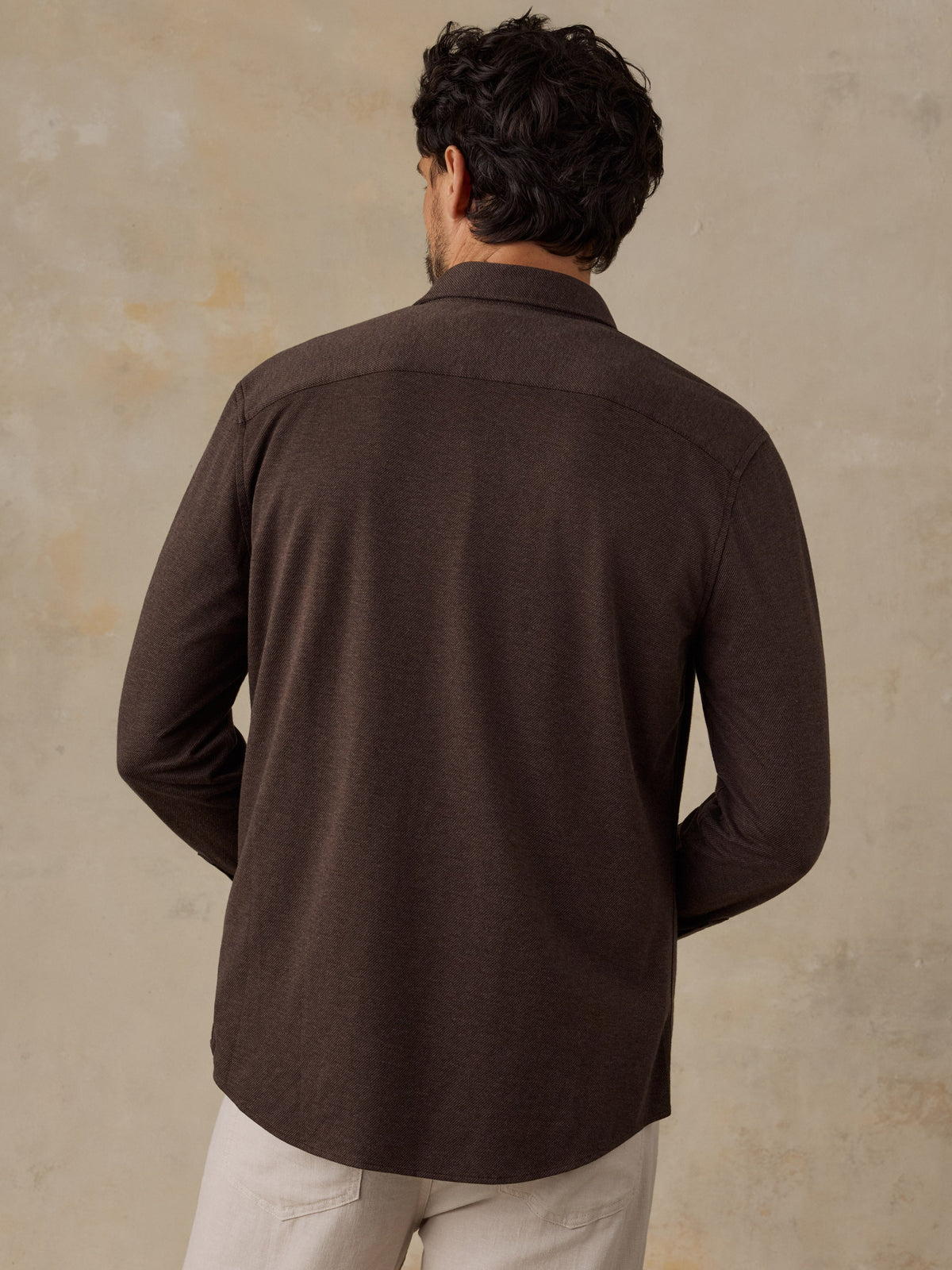 Coastline Knit Shirt Brown Road Twill