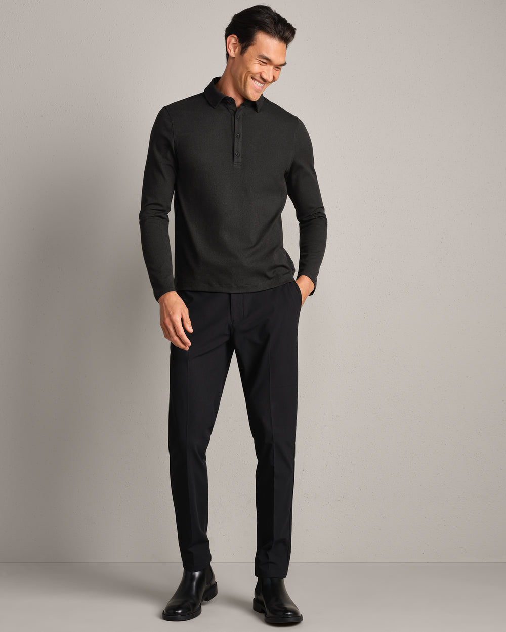 WFH Rib Midweight Polo Black