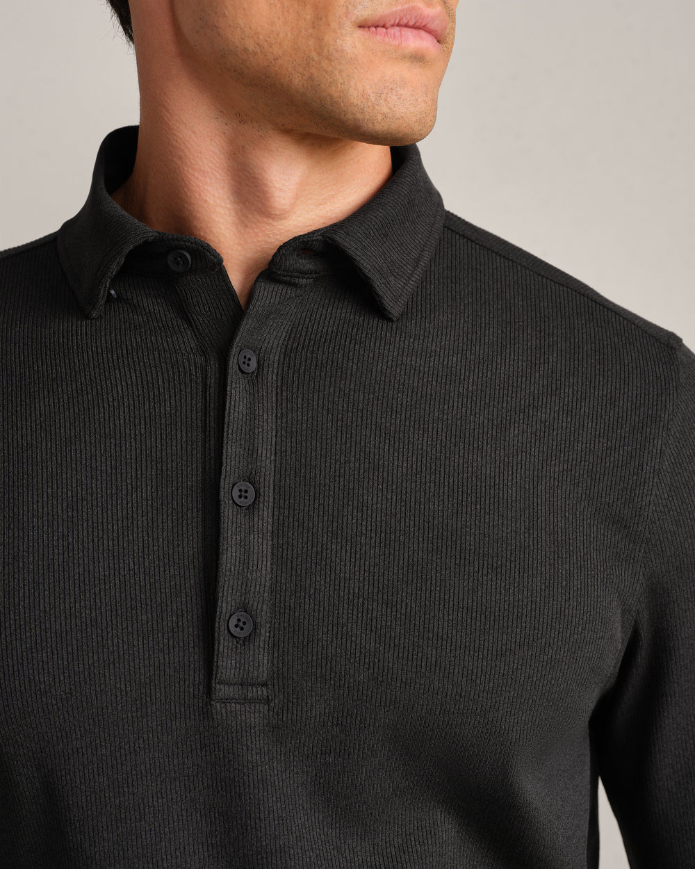 WFH Rib Midweight Polo Black