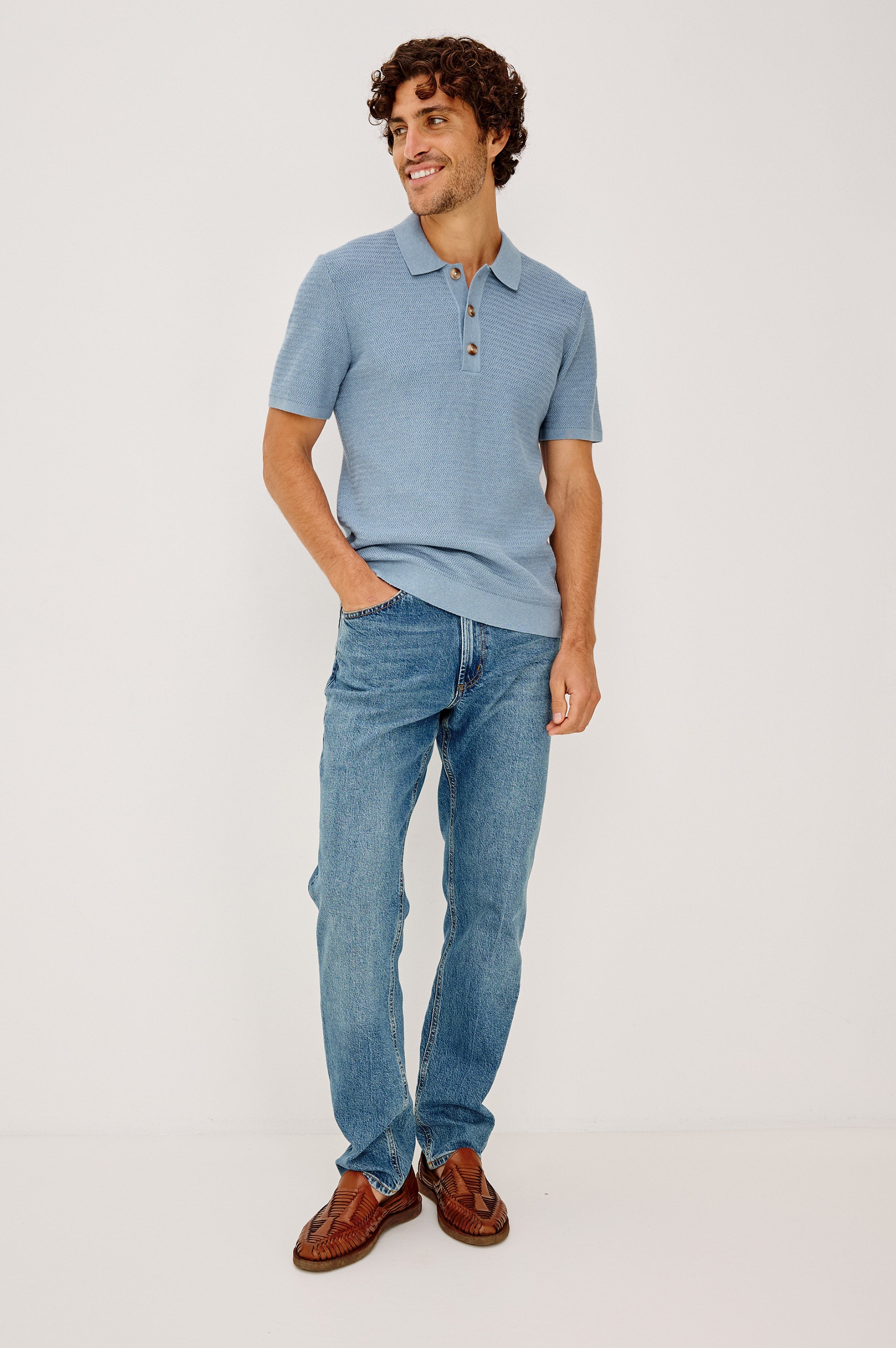 Nathan Sweater Polo Blue Sky Heather