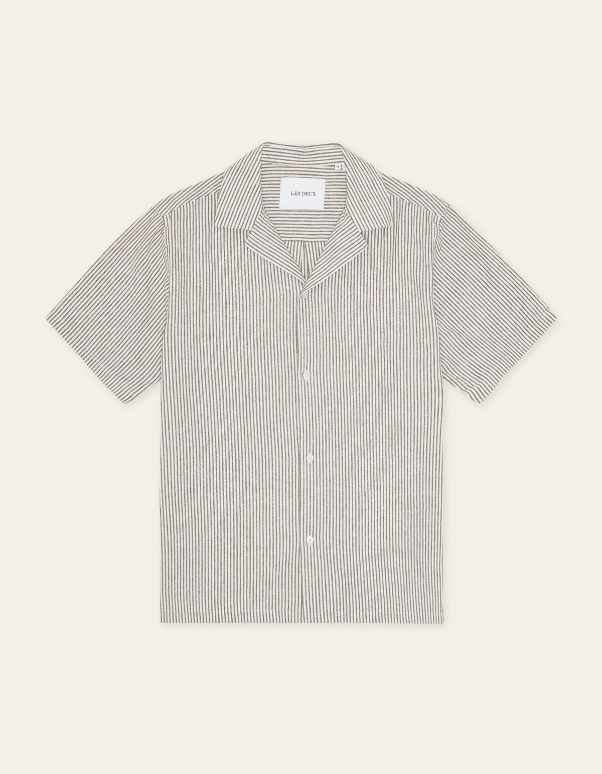Lukas Stripe Cotton Linen Shirt Teak Brown