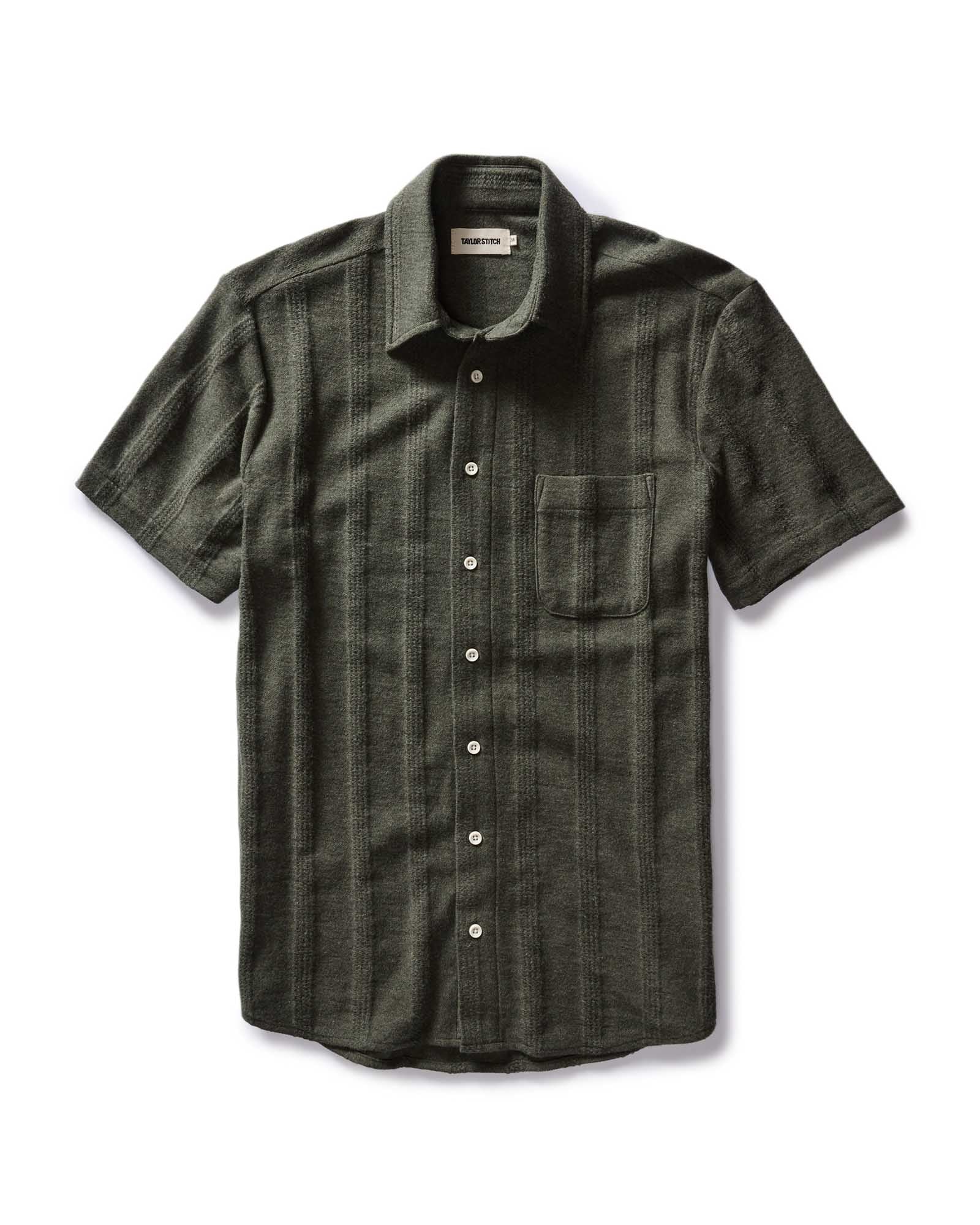 The Short Sleeve California Shirt Heather Olive Pointelle Stripe