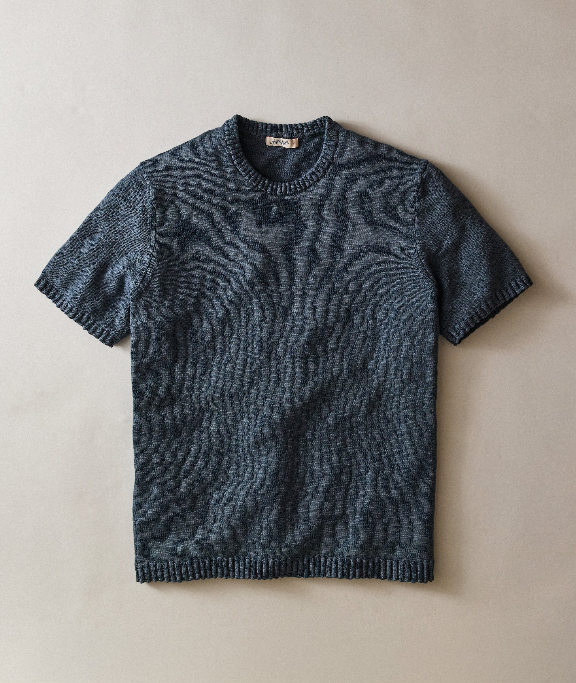 Short Sleeve Slub Sweater Tee Vintage Indigo