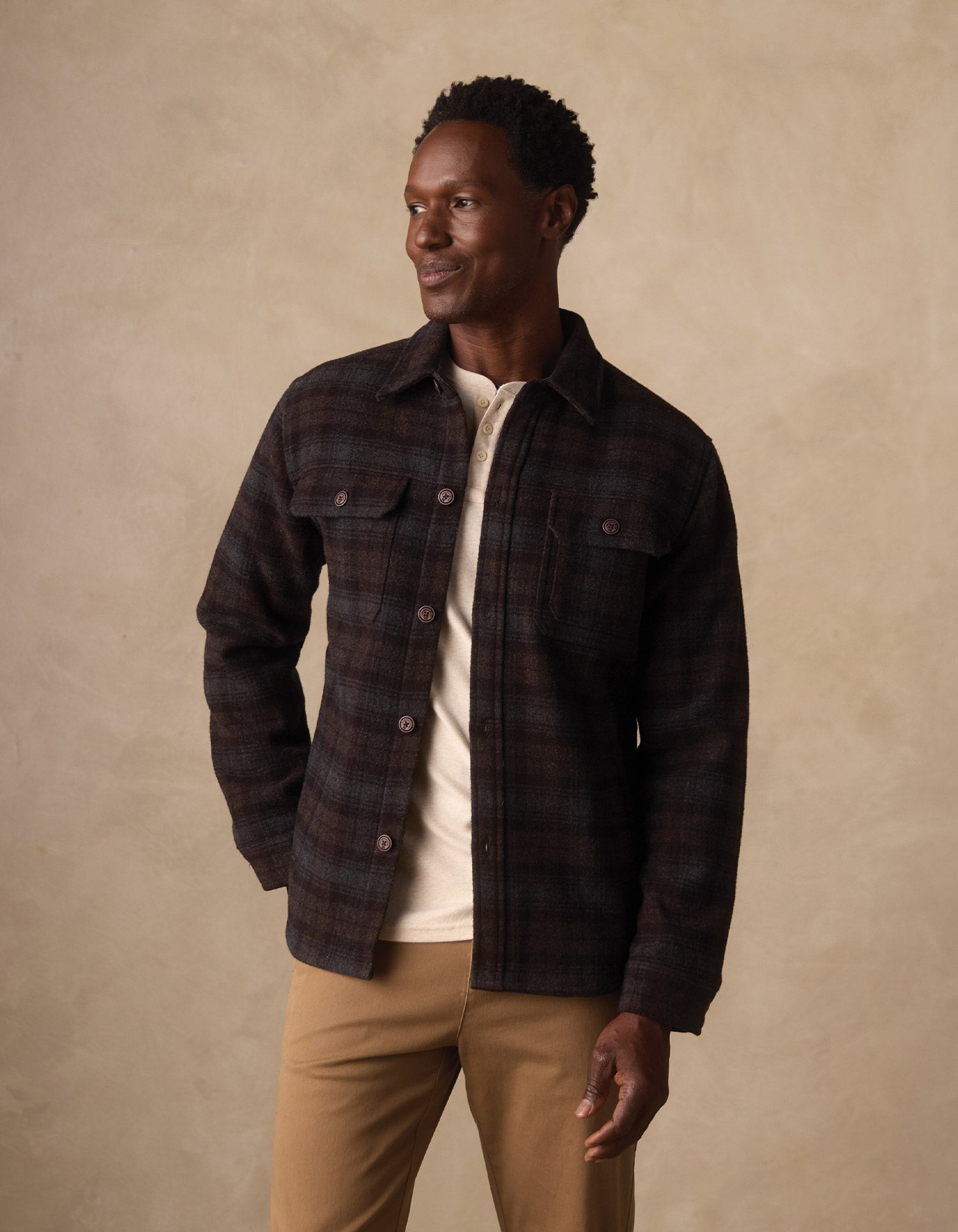 Brightside Flannel-Lined Workwear Jacket Brown Plaid