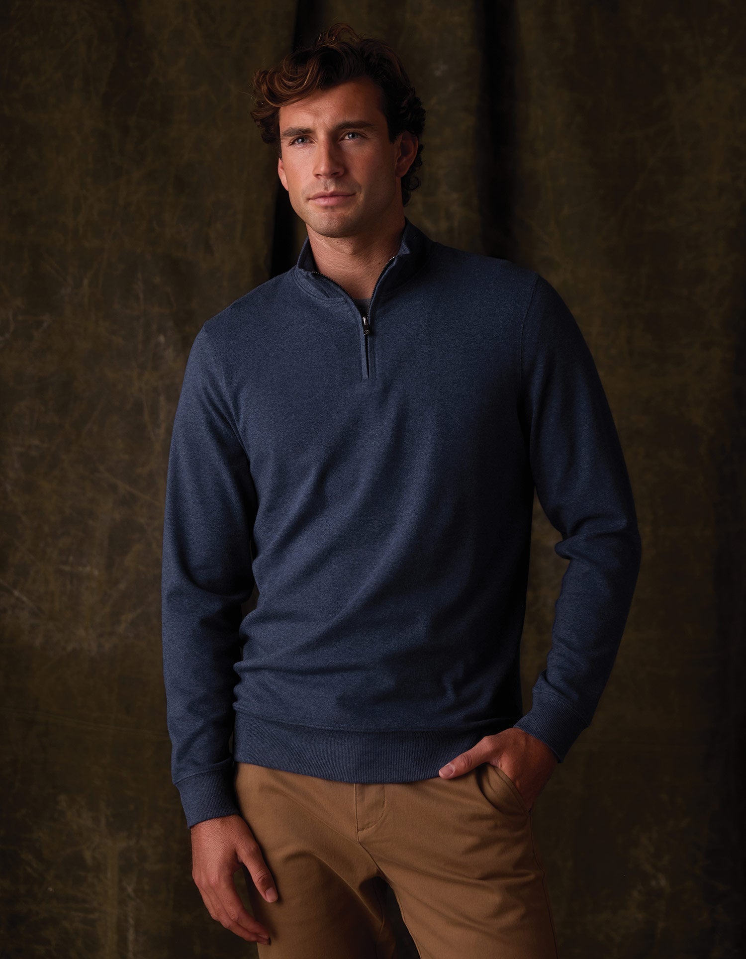Puremeso Weekend Quarter Zip Indigo Blue