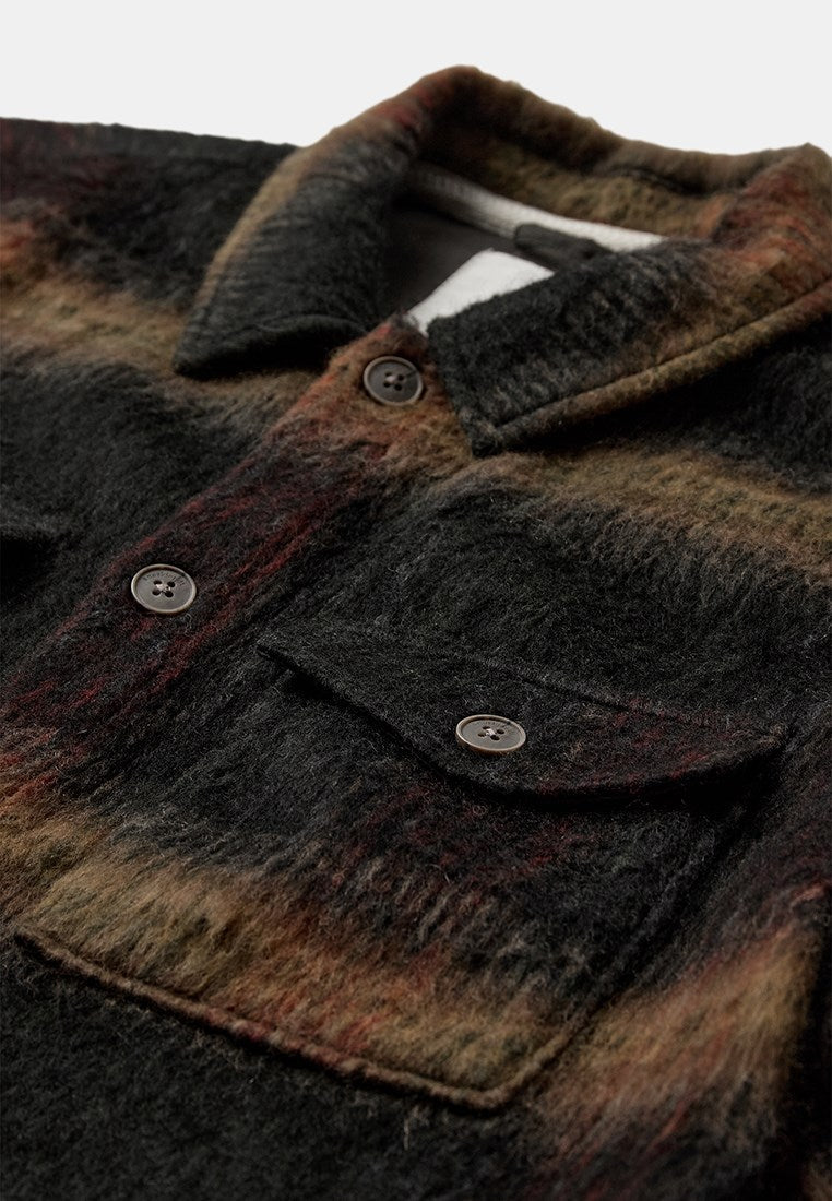 Akoscar Heavy Twill Check Overshirt Forest Night