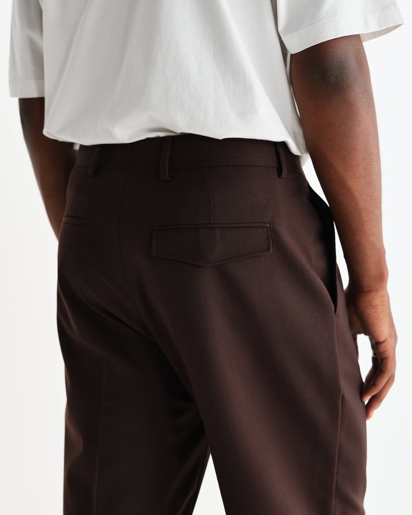 Aubyn Trouser - Wool Blend Twill Dark Brown