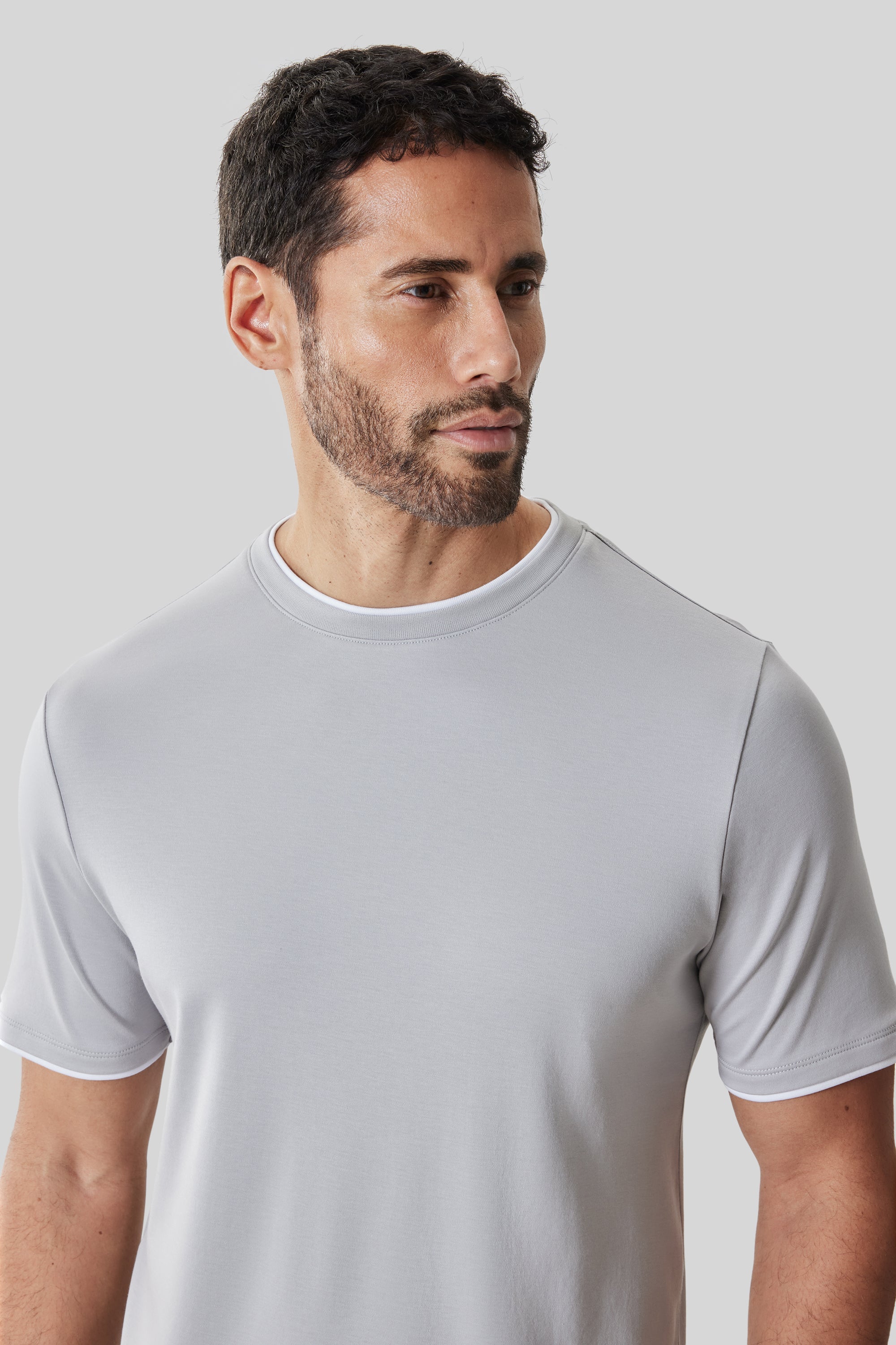Georgia Short Sleeve Crew w/ Trim Chalk