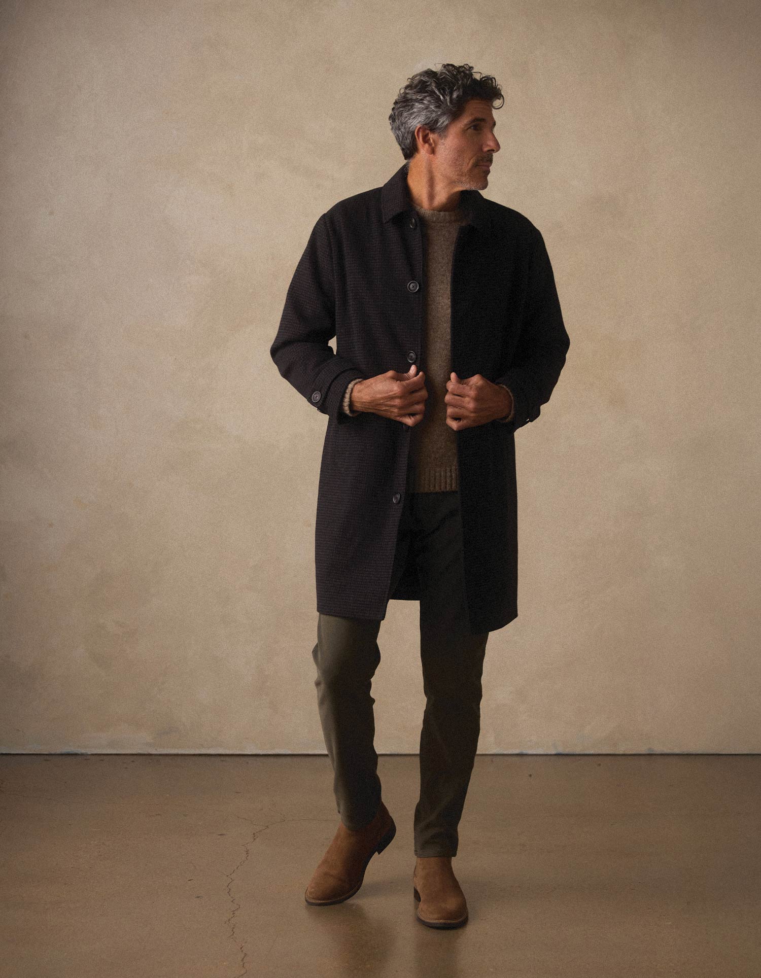 Henry Houndstooth Topcoat Brown