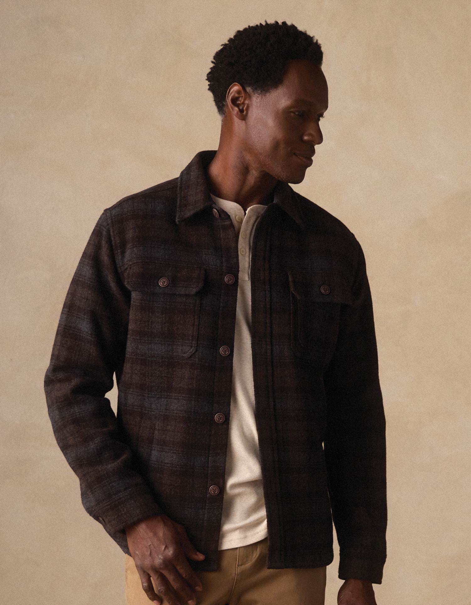 Brightside Flannel-Lined Workwear Jacket Brown Plaid
