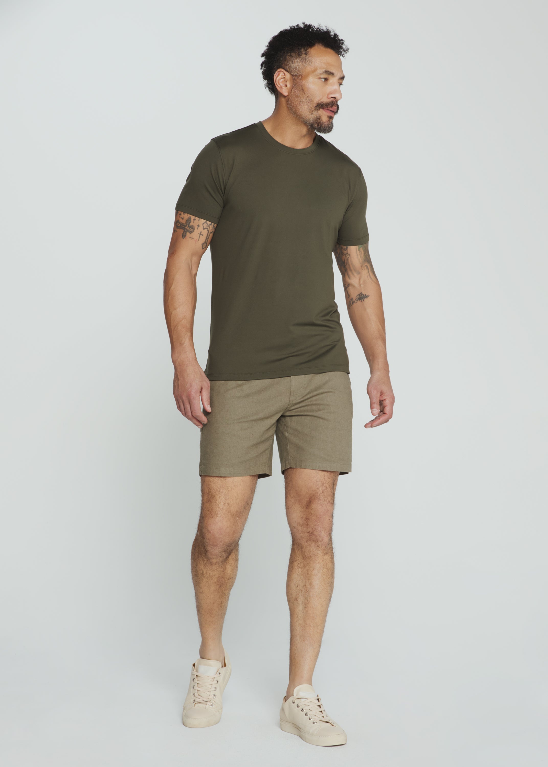 Laguna 5" Linen Short Light Olive