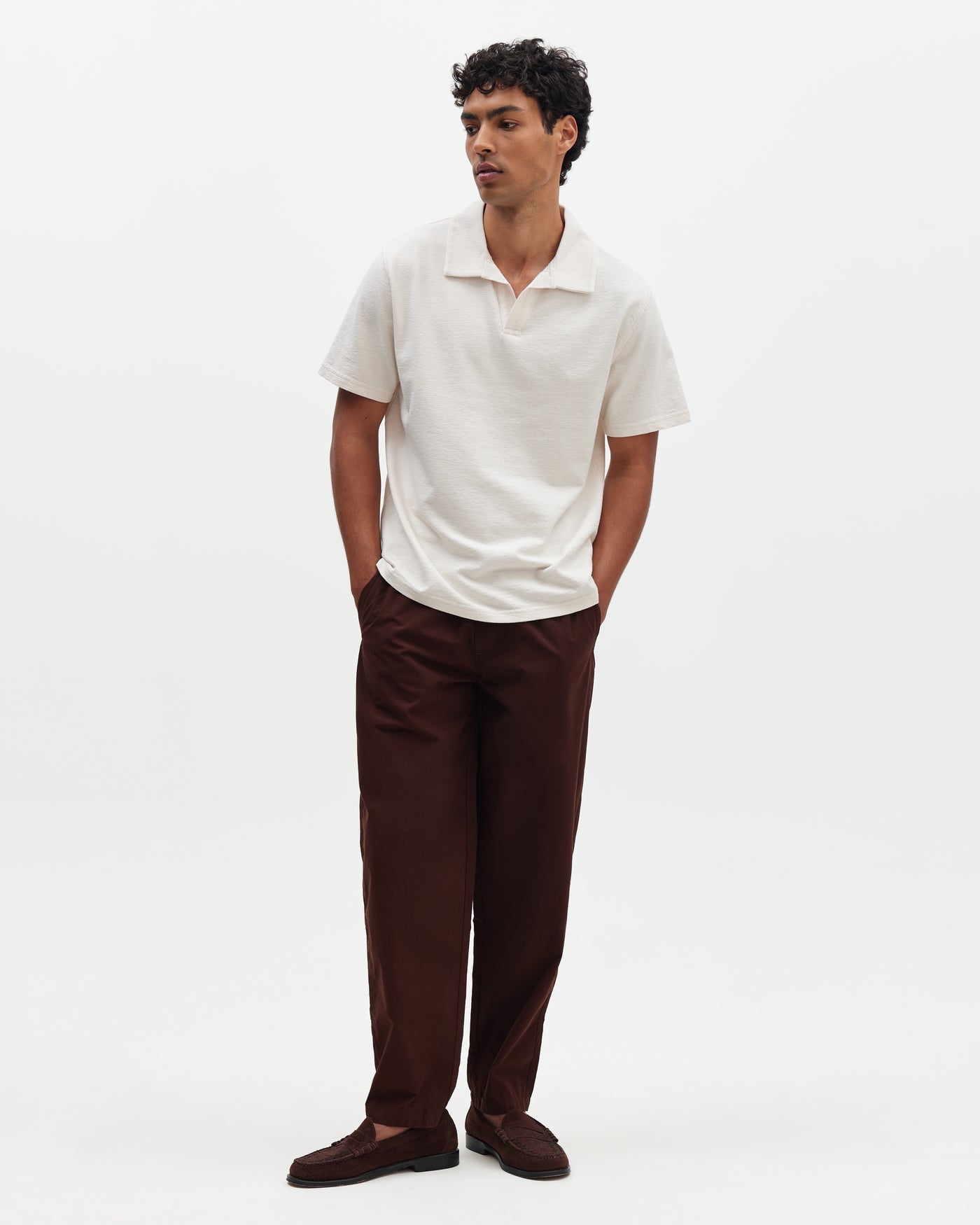 Tyne Trouser in Cotton Poplin Dark Brown