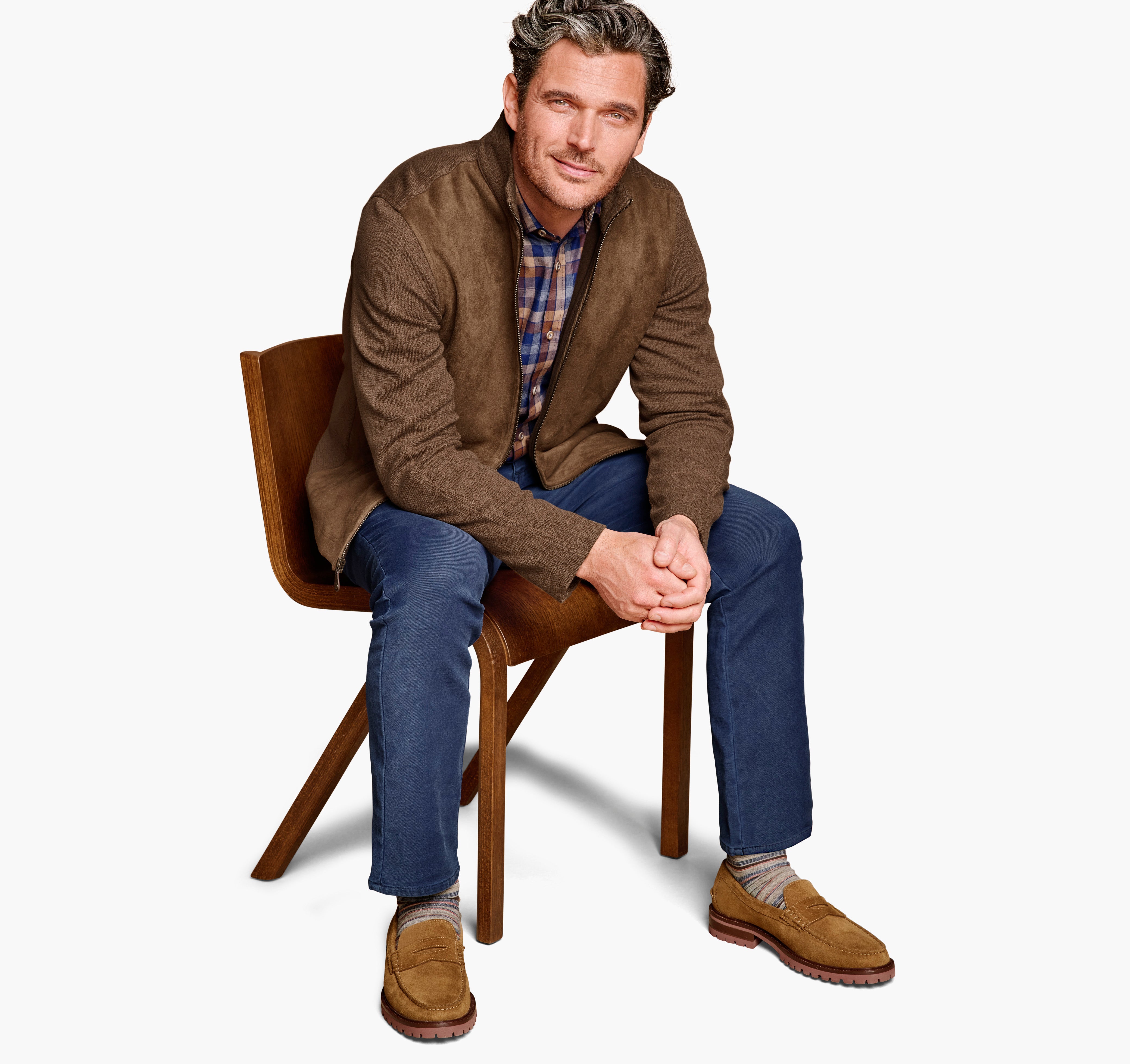 Faux-Suede Full Zip Camel