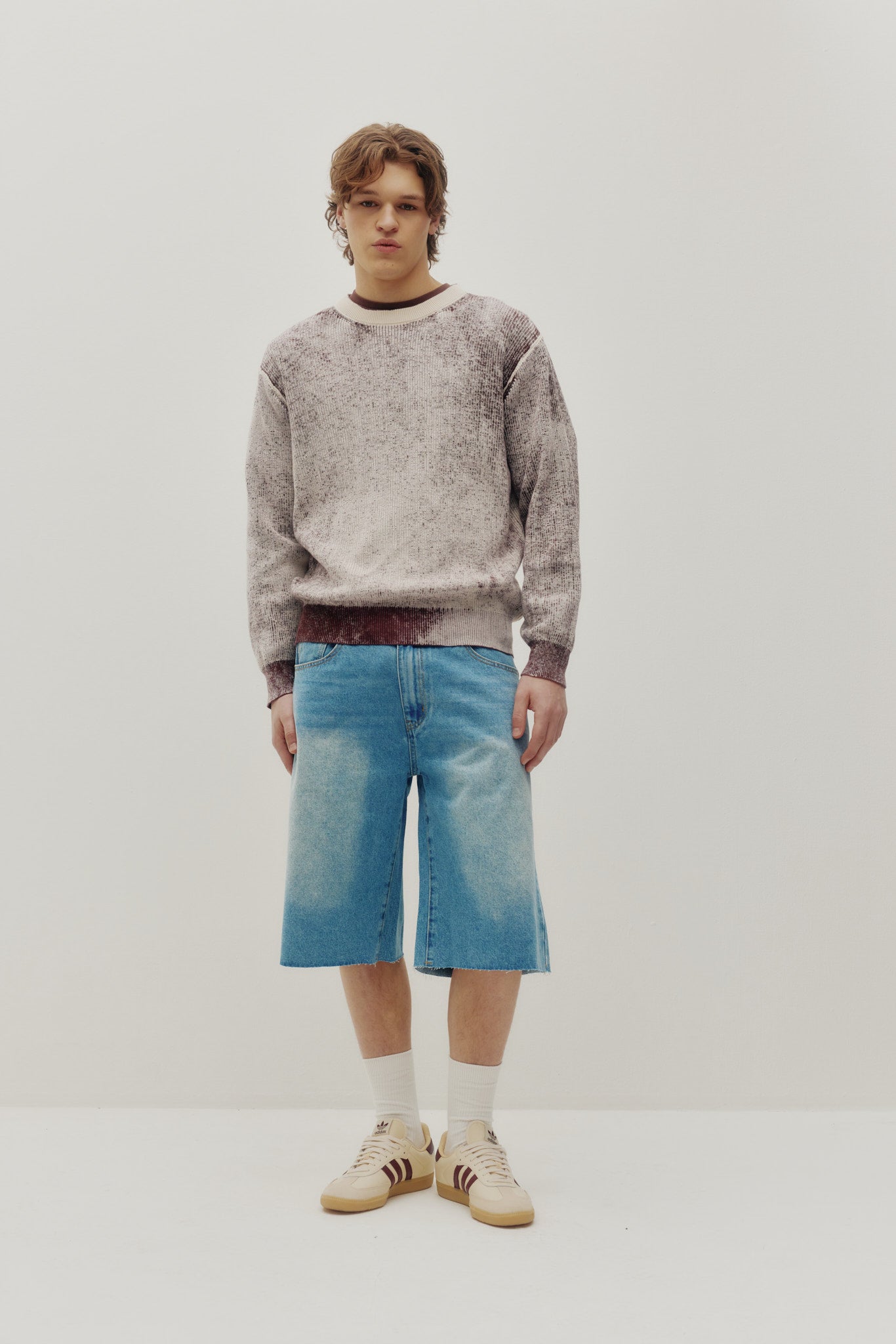Burnout Knit Crew Brown Stone