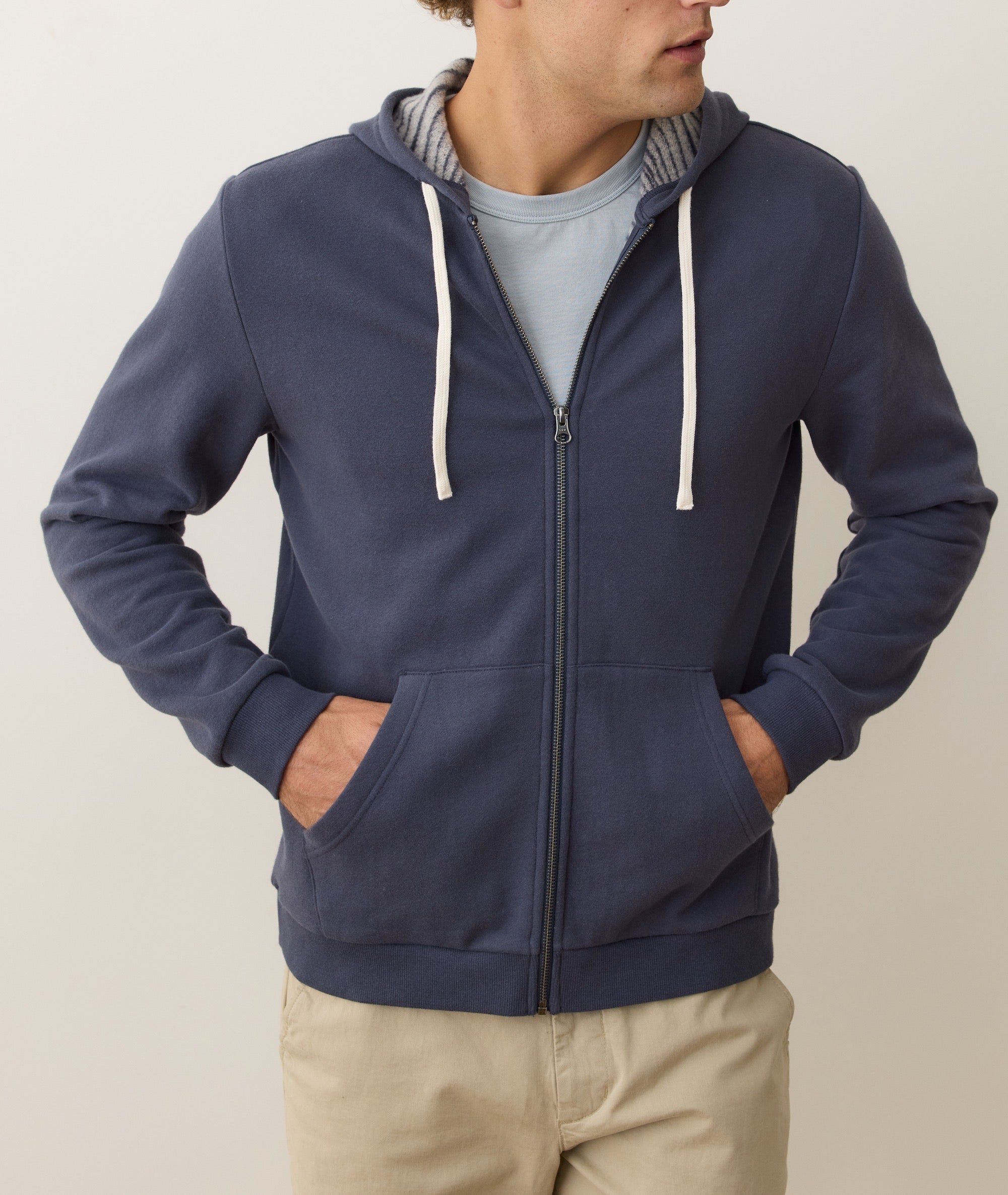 Cloud 9 Fleece Full Zip Hoodie Navy Stripe