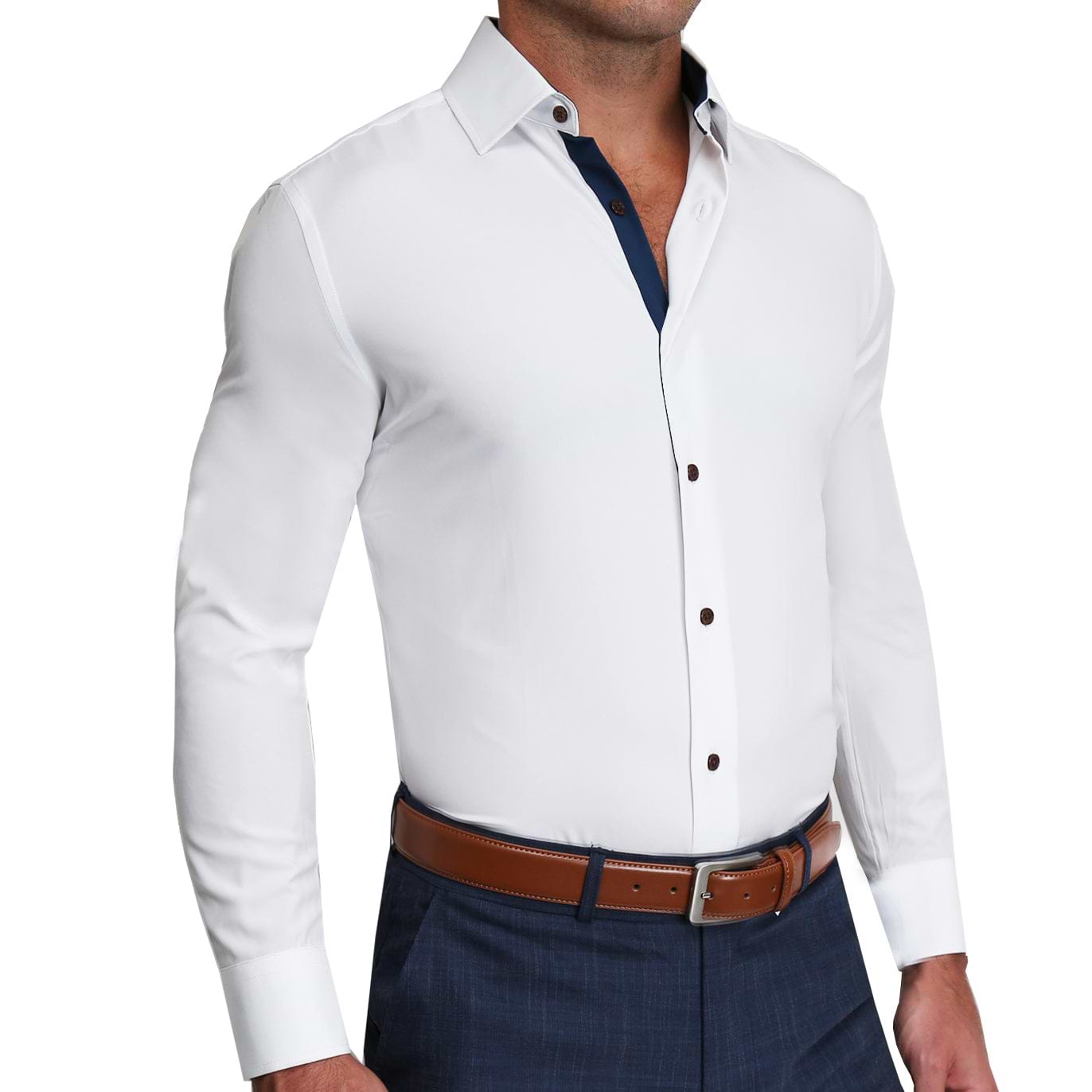 The Springer Shirt White/Navy Accent