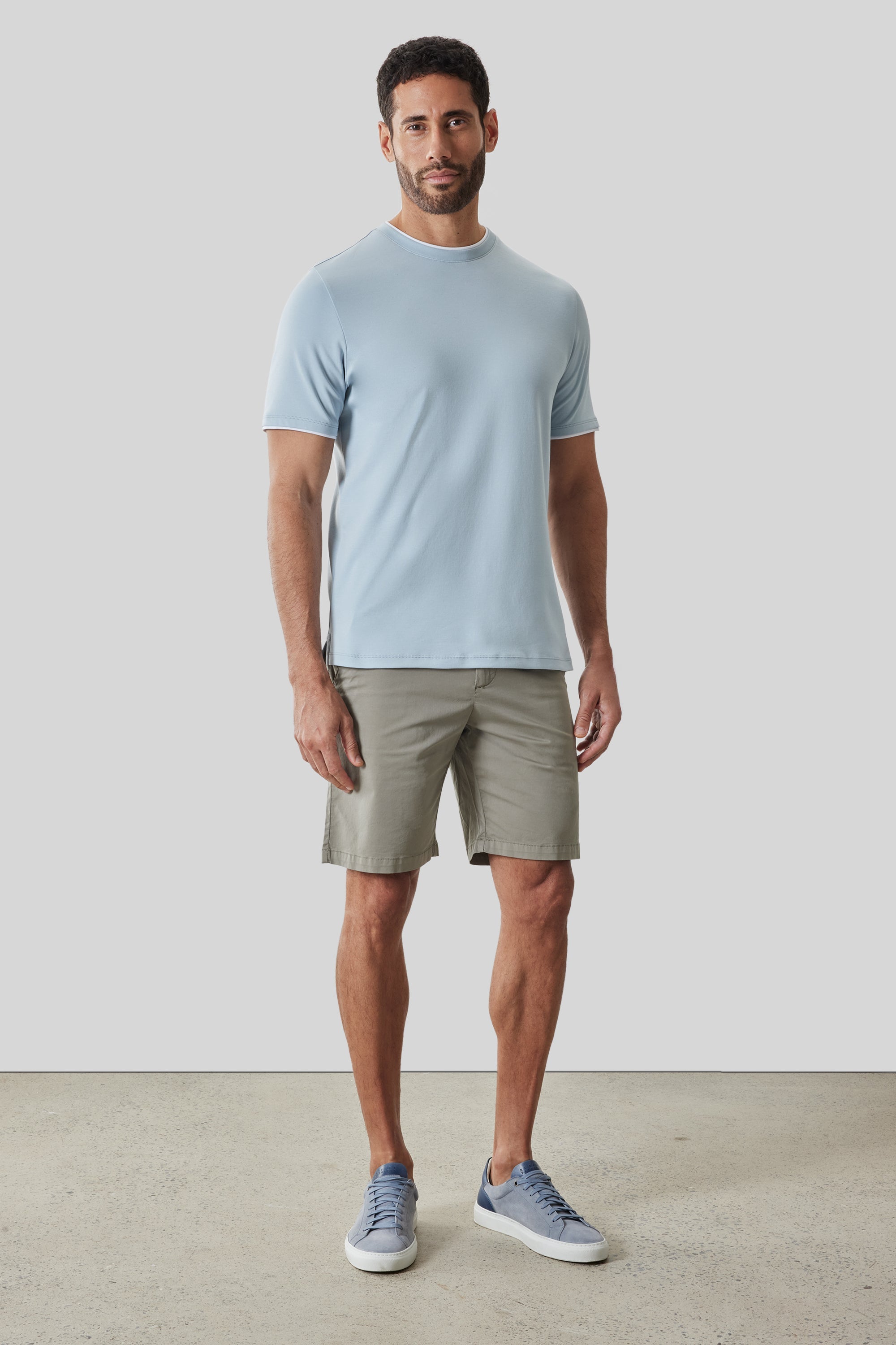 Georgia Short Sleeve Crew w/ Trim Fresh Blue