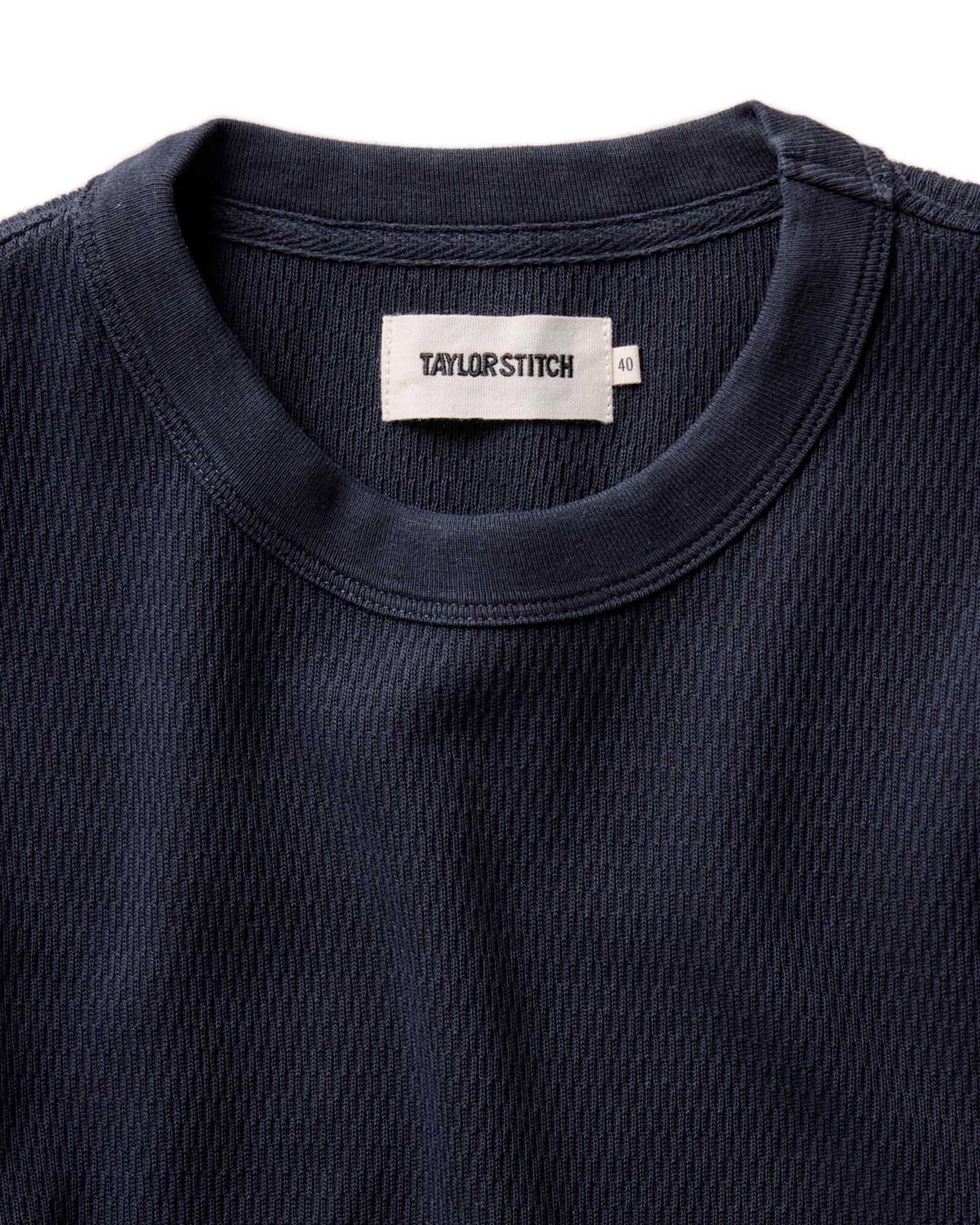 The Organic Cotton Waffle Short Sleeve Crew Washed Navy