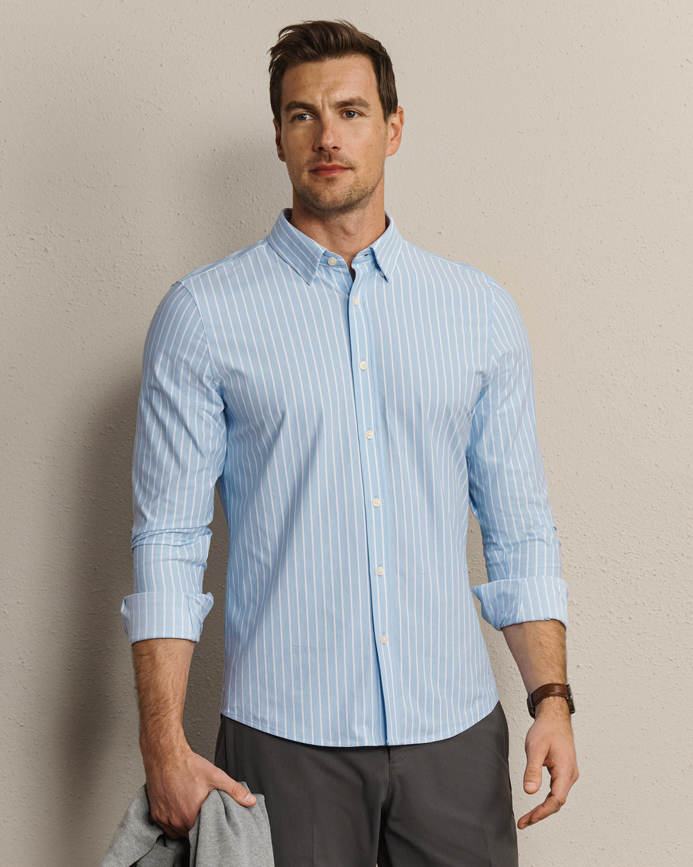 Commuter Pro Cotton Shirt Light Blue Oxford Stripe