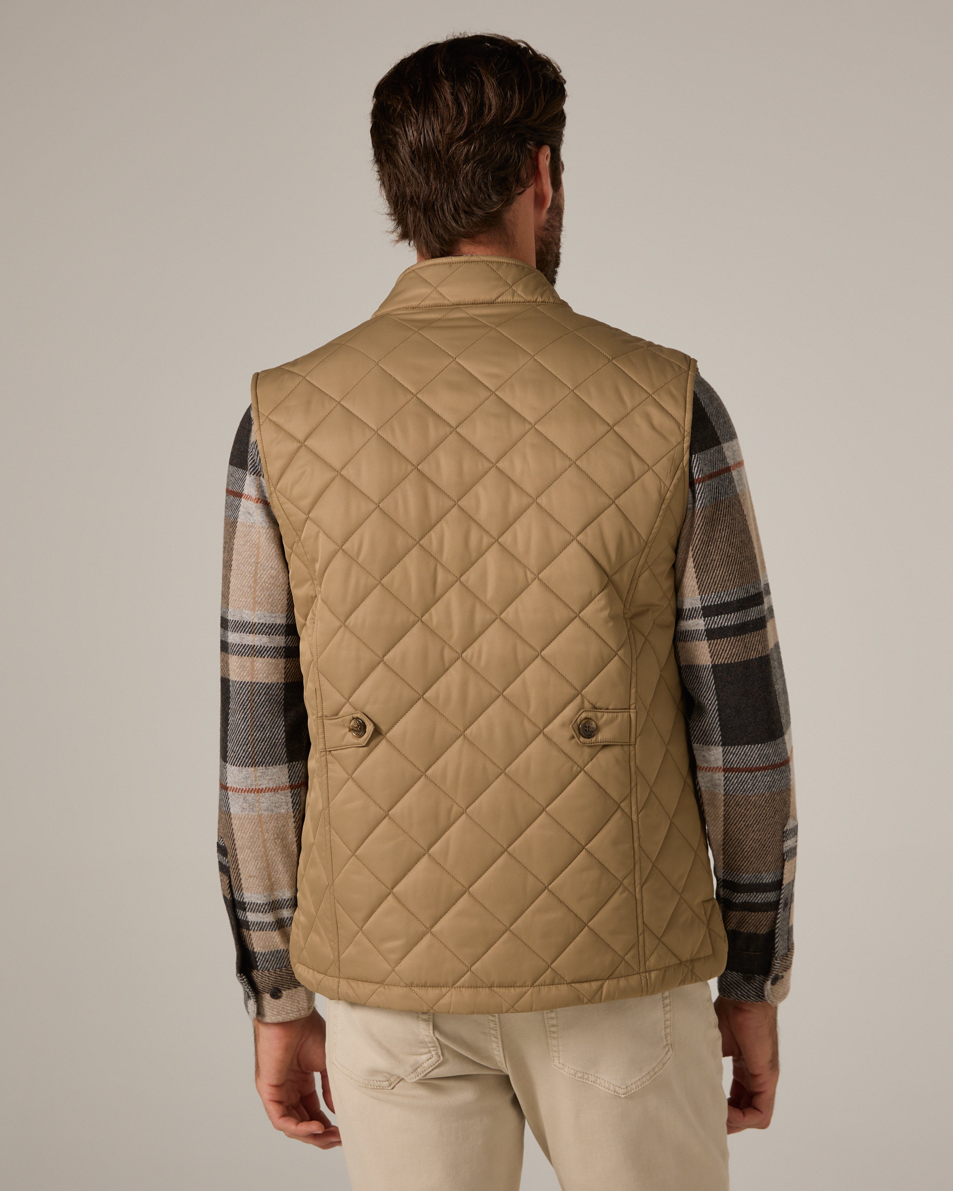 Crest Quilted Vest Tan