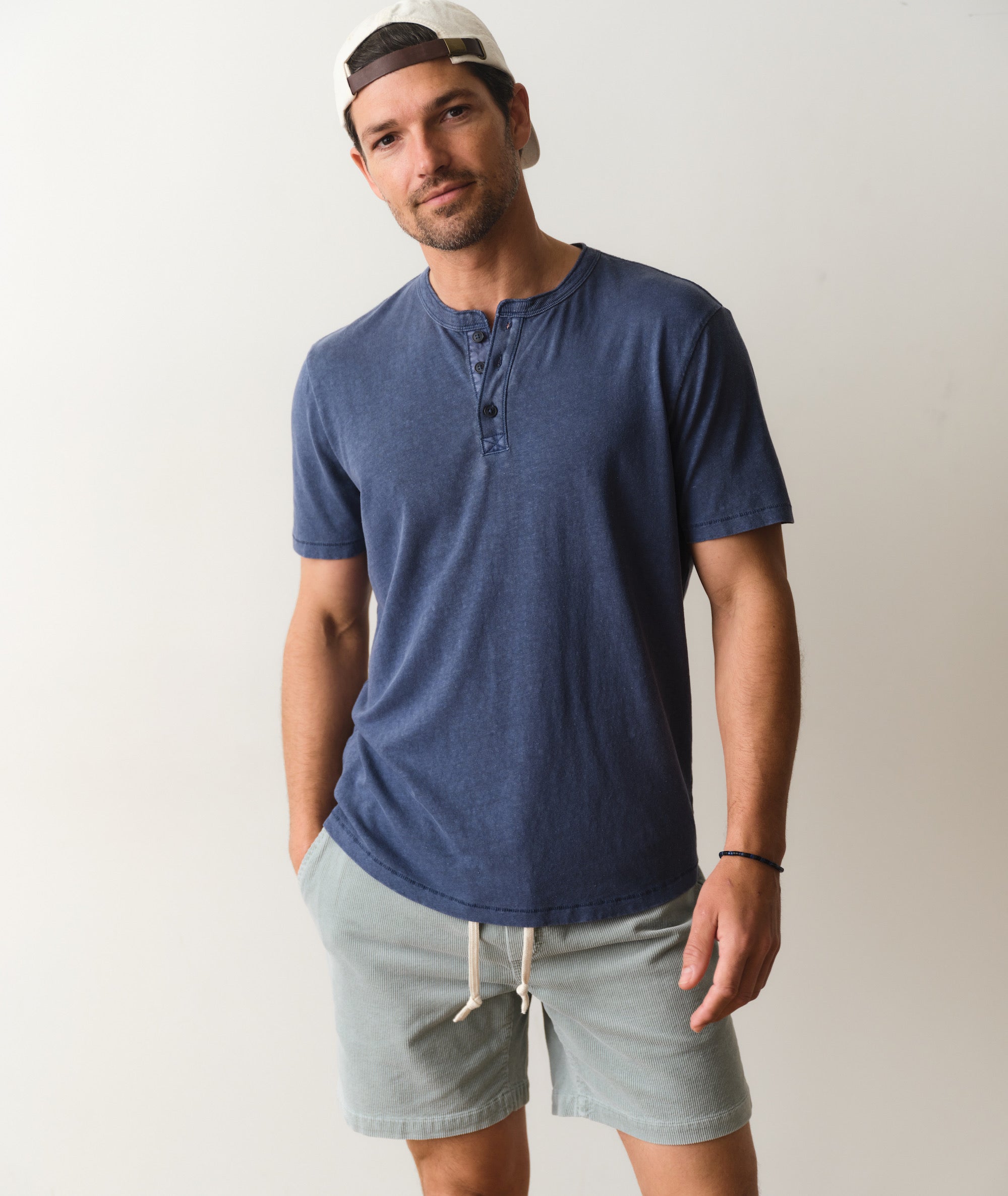 Hemp Cotton Henley Vintage Indigo