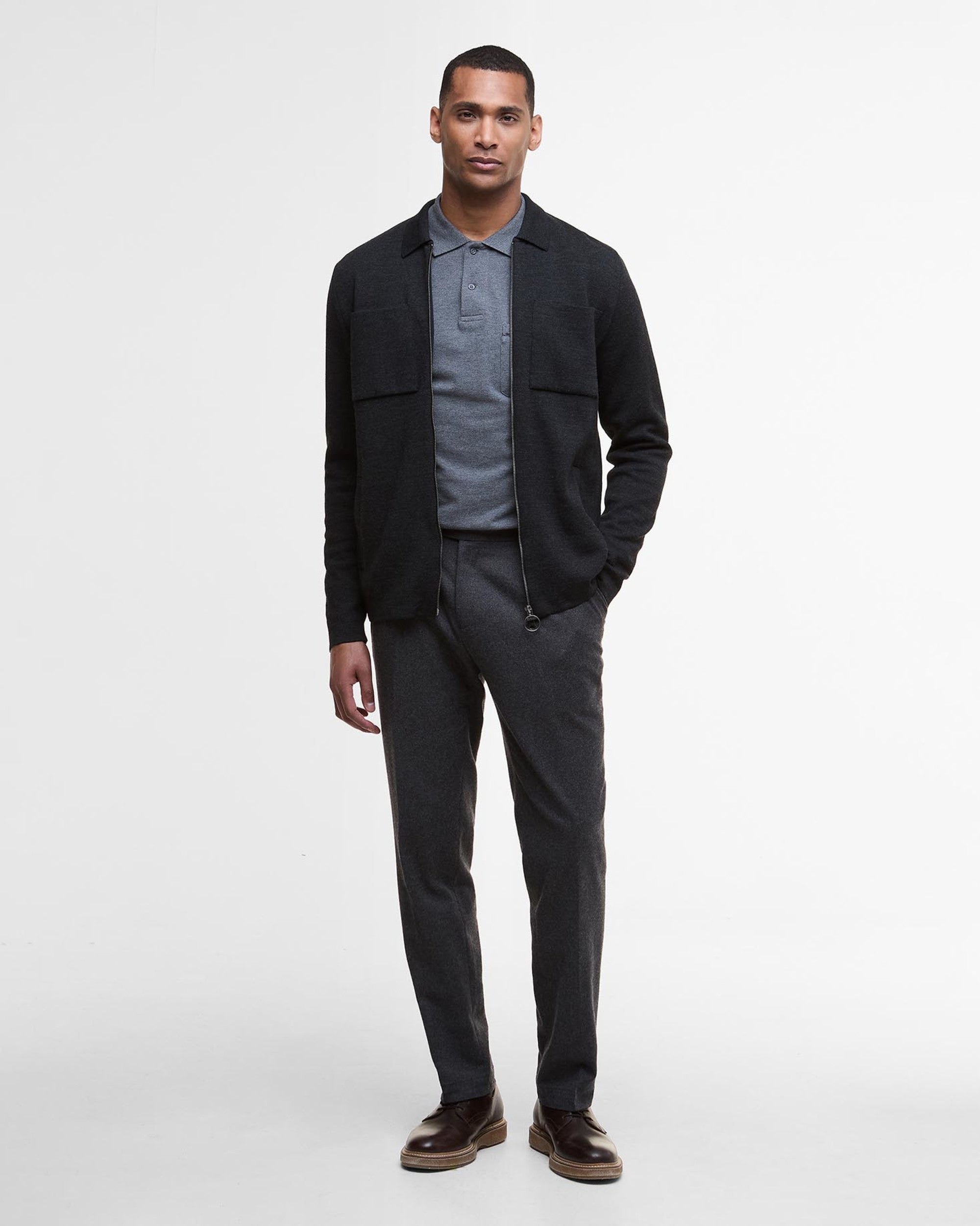 Croscombe Knitted Zip-Through Charcoal Marl