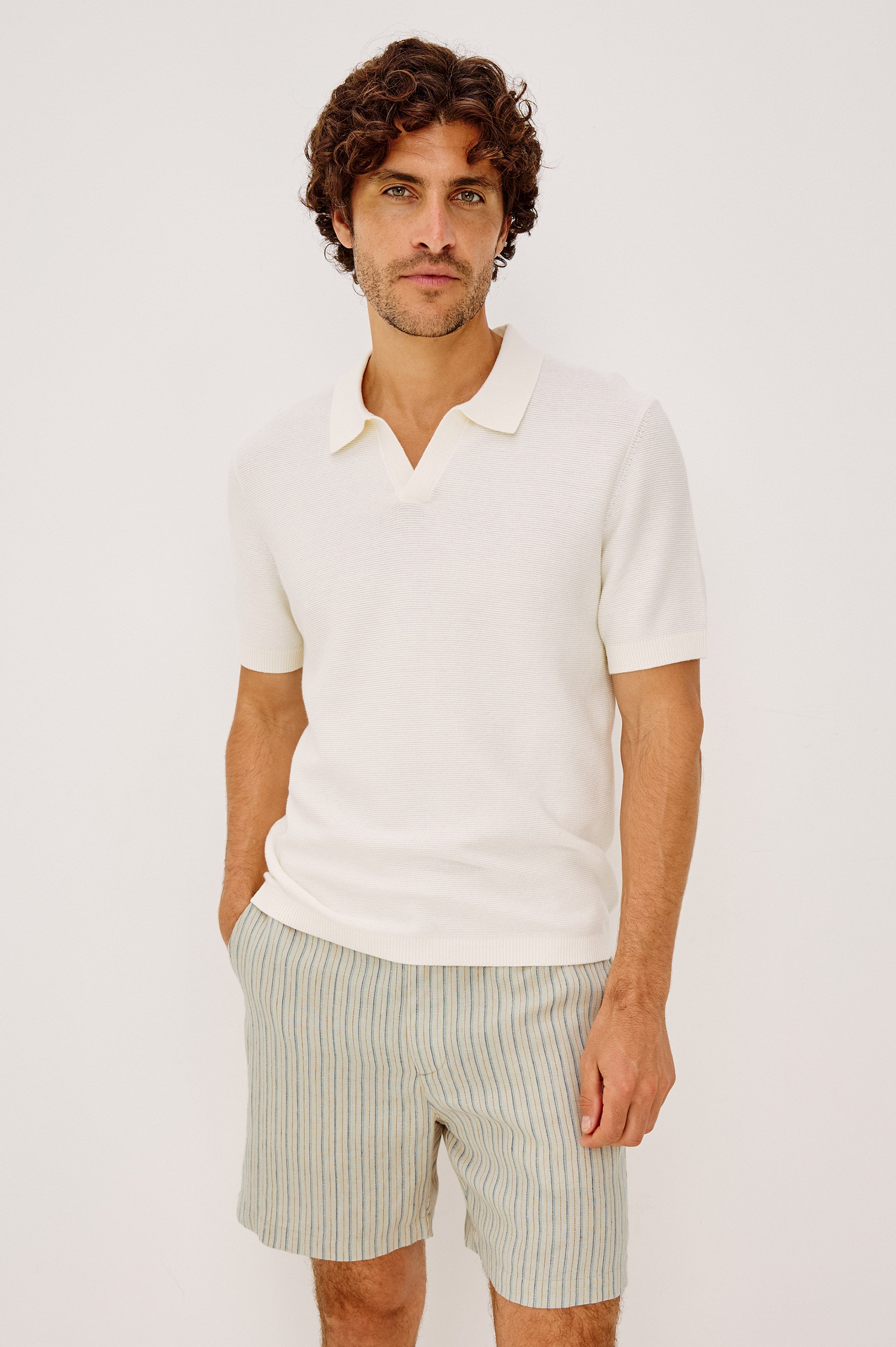 Baker Knit Polo Ivory
