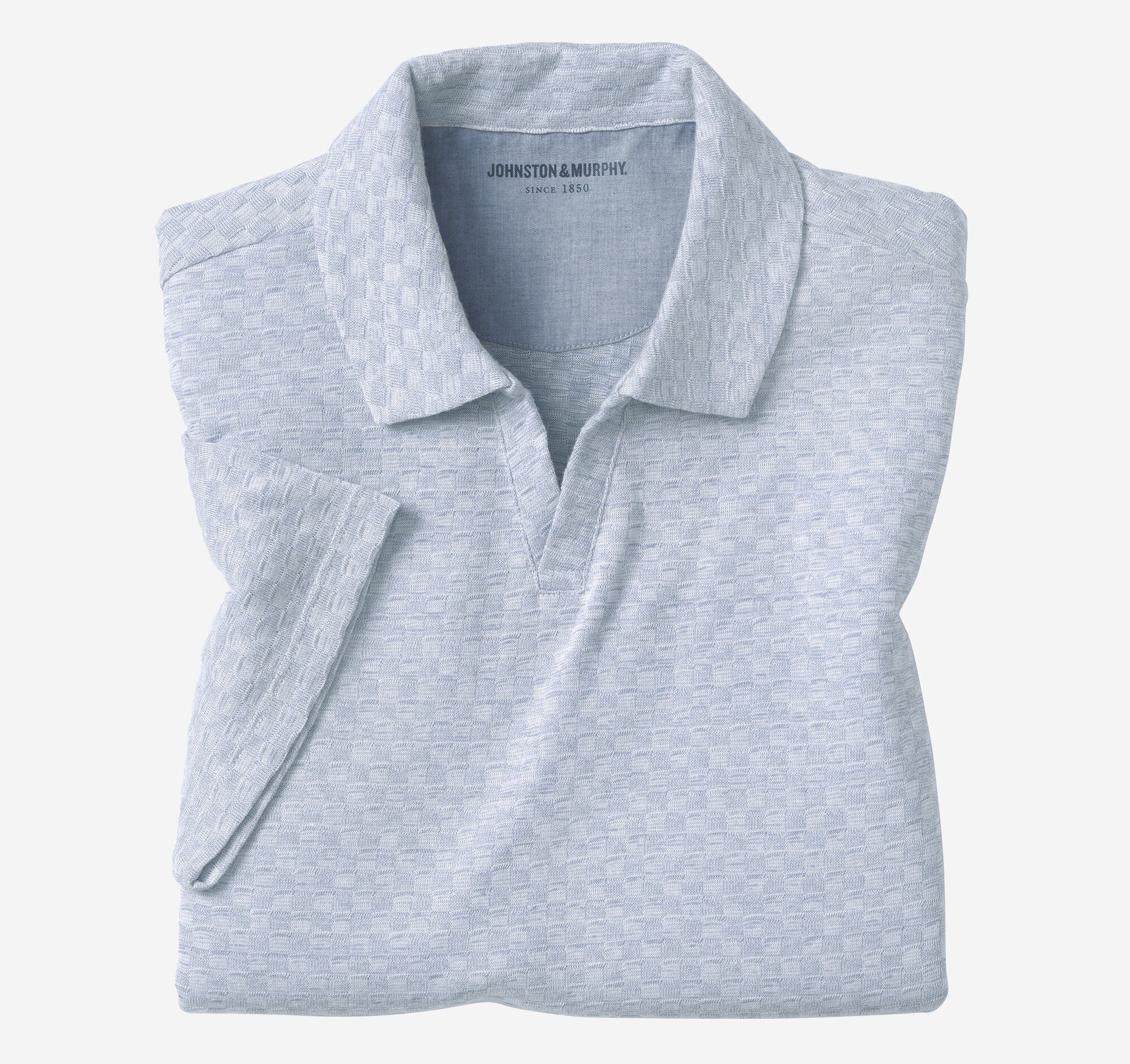 Sedona V-Neck Polo Light Blue Basketweave