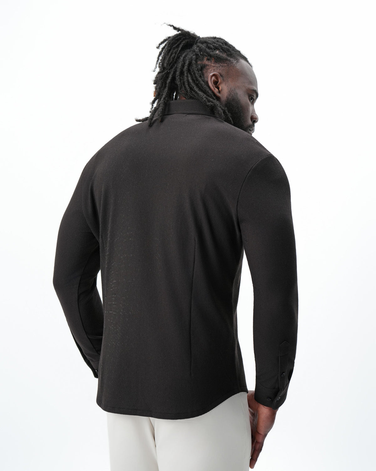 Waffle Patch Pocket Button Down Deep Espresso