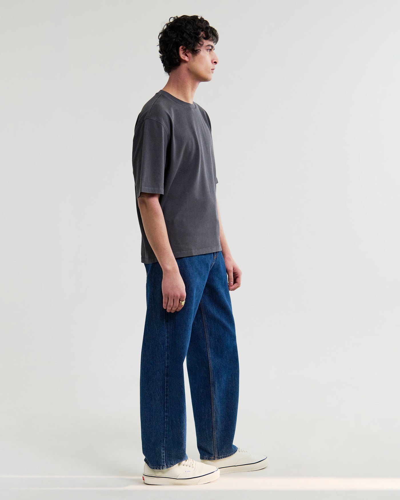 Mark Crop Tee in Compact Cotton Washed Black