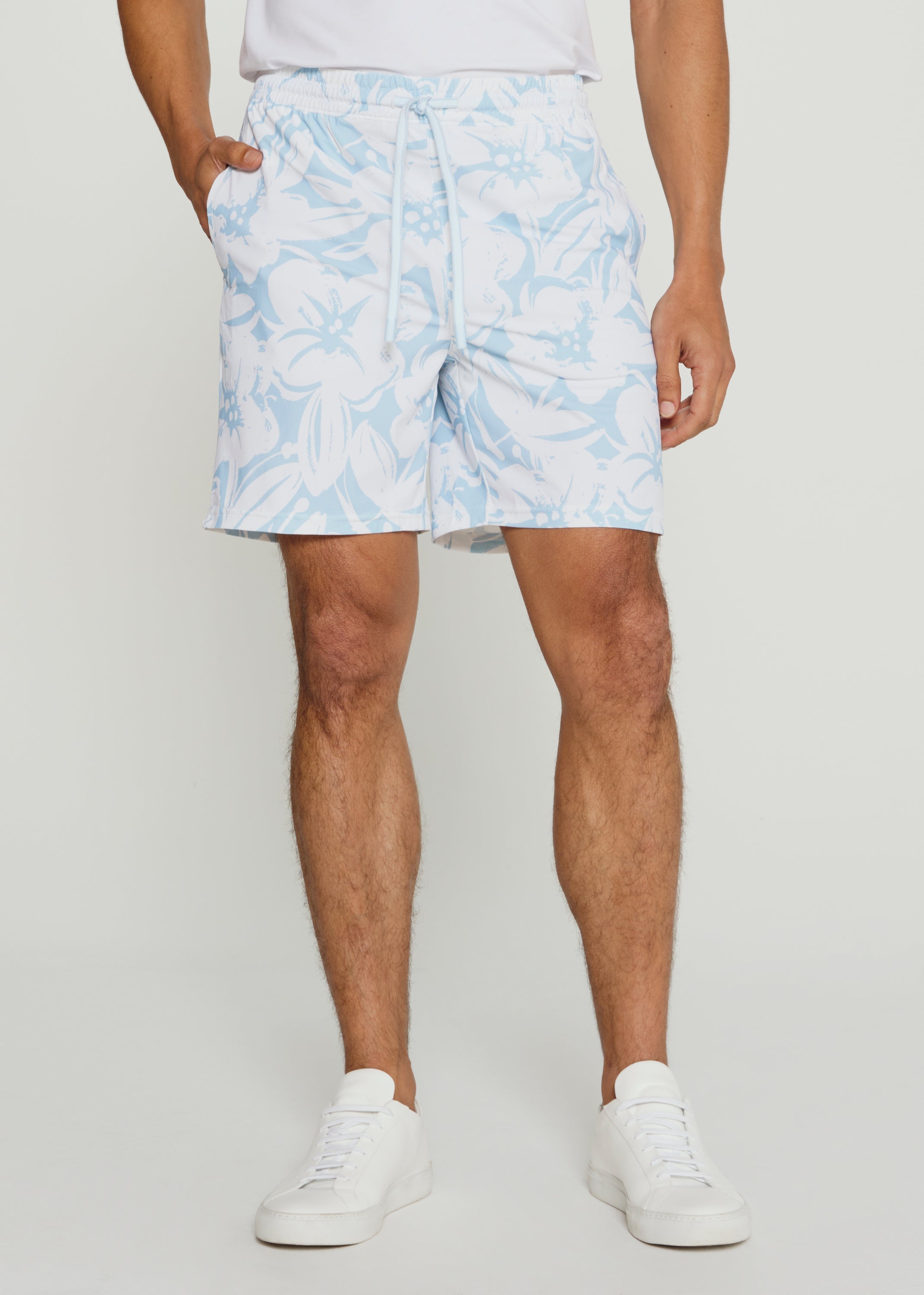 The Crew Swim Trunk Light Blue Floral