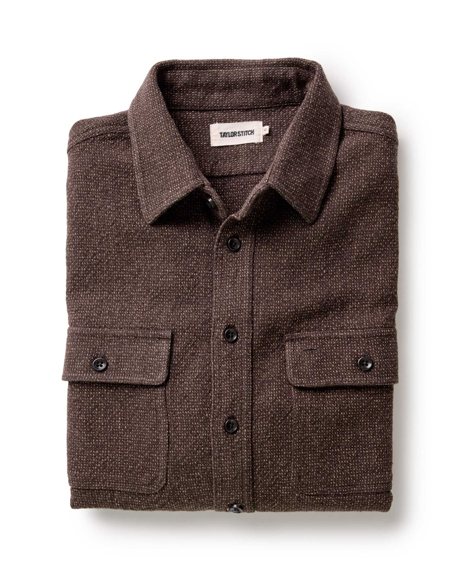 The Ledge Shirt in Linen Tweed Black Coffee