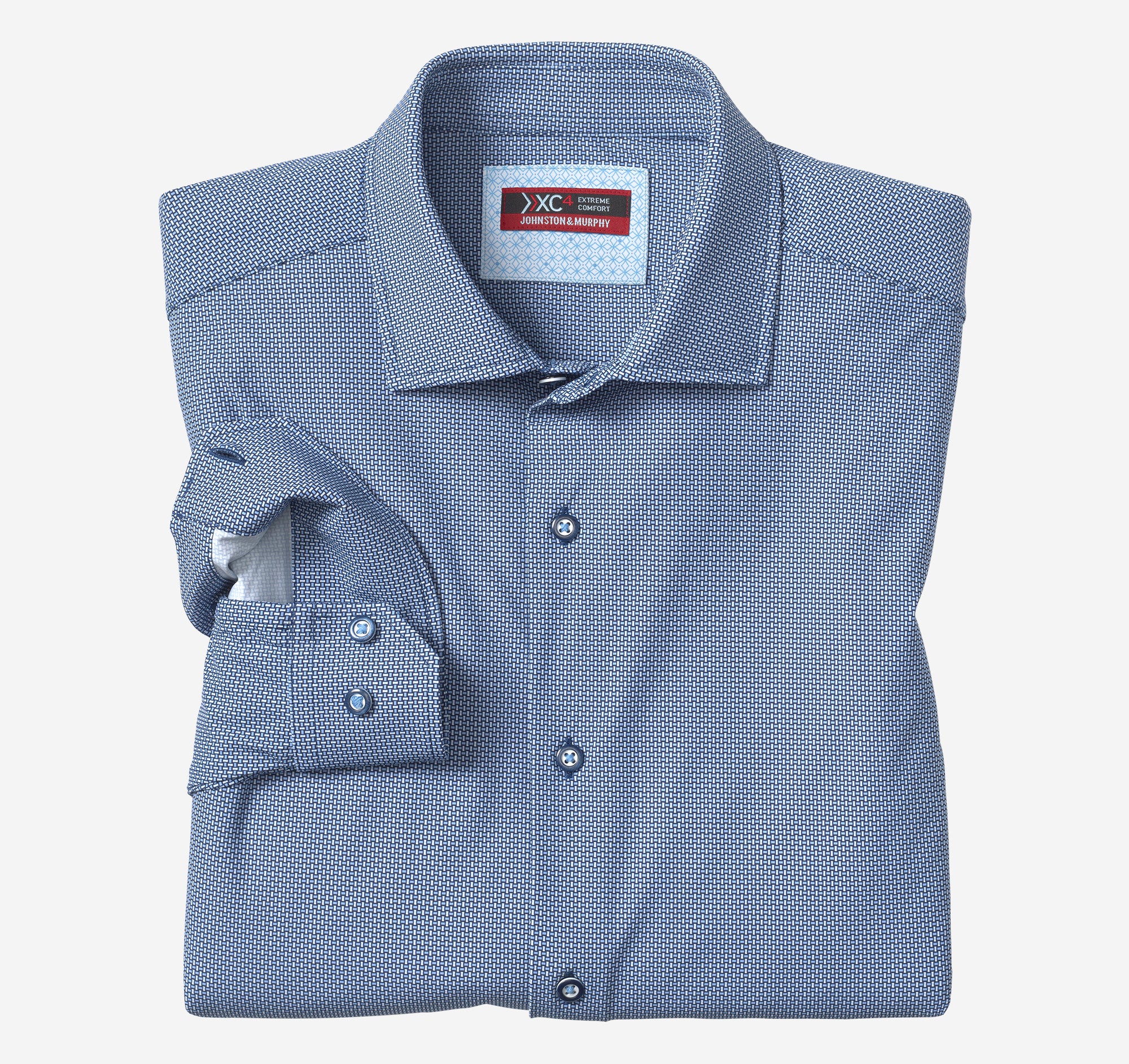 XC+ Motion Dress Knit Shirt Navy Basketweave