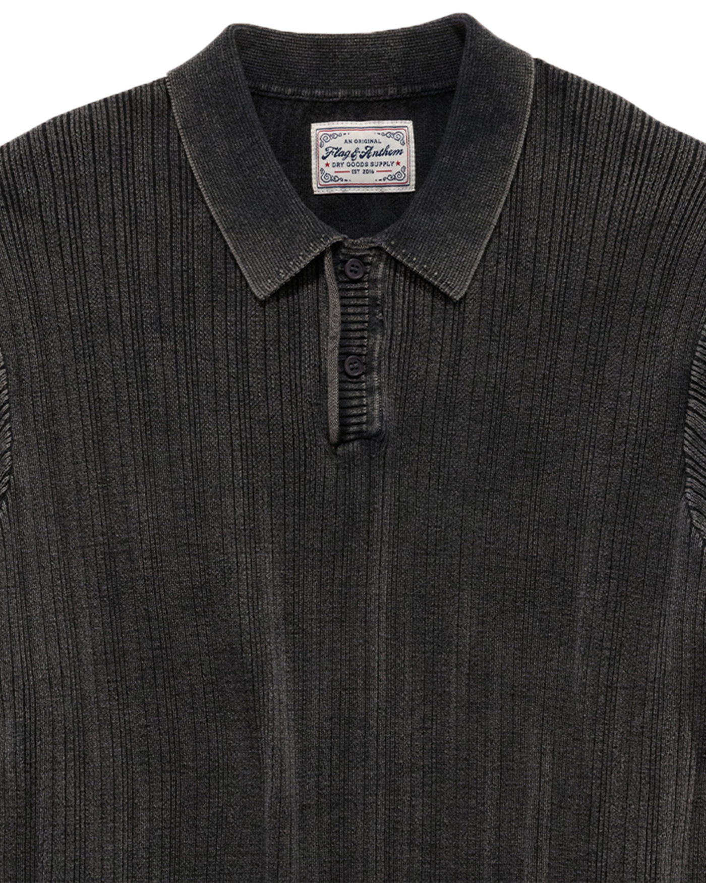Gaffney Acid Wash Sweater Polo Washed Black