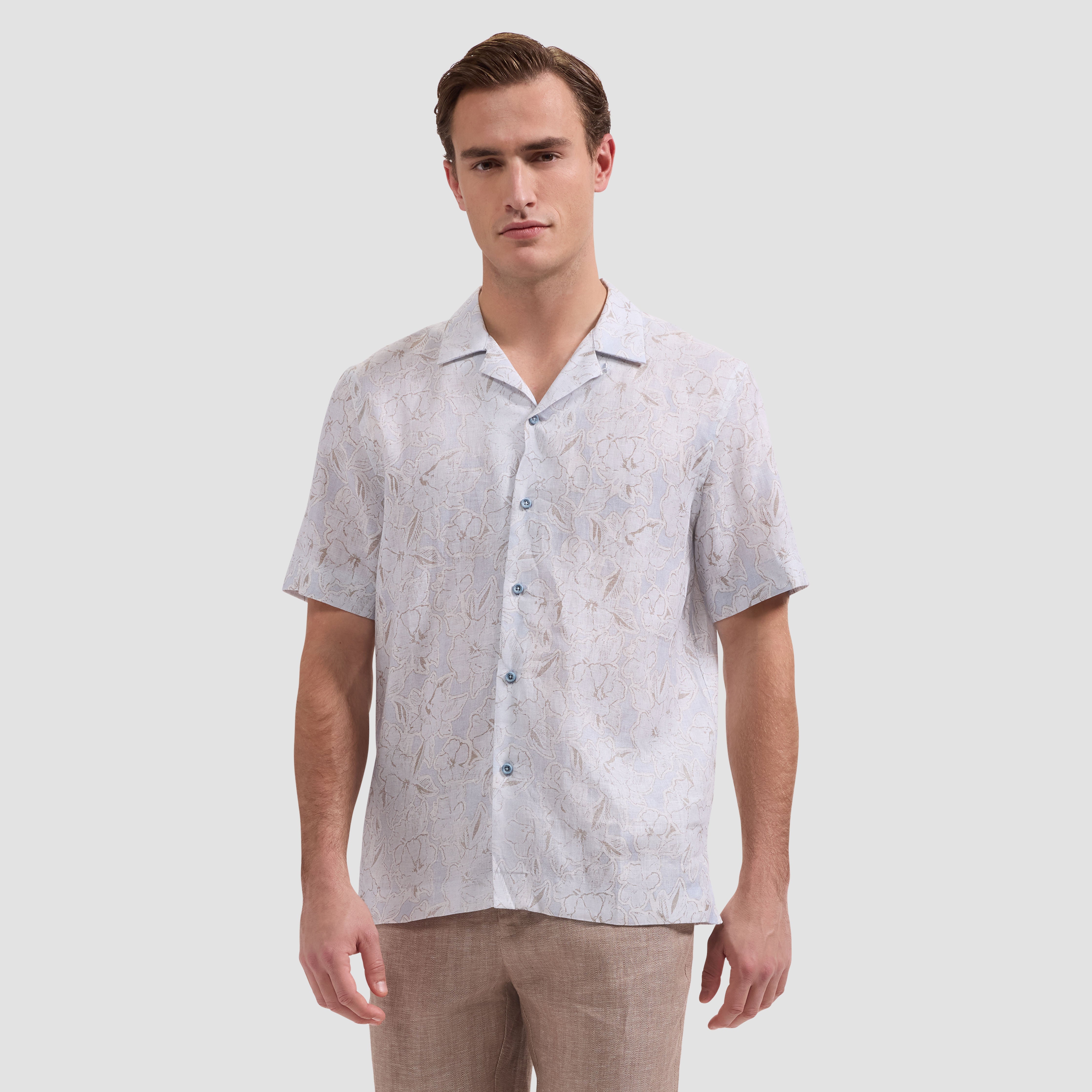 Jackson Linen Camp Shirt Air Blue