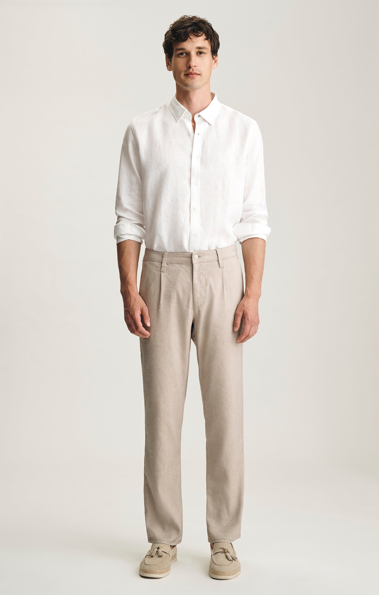 Will Pleated Linen Trouser Coffee