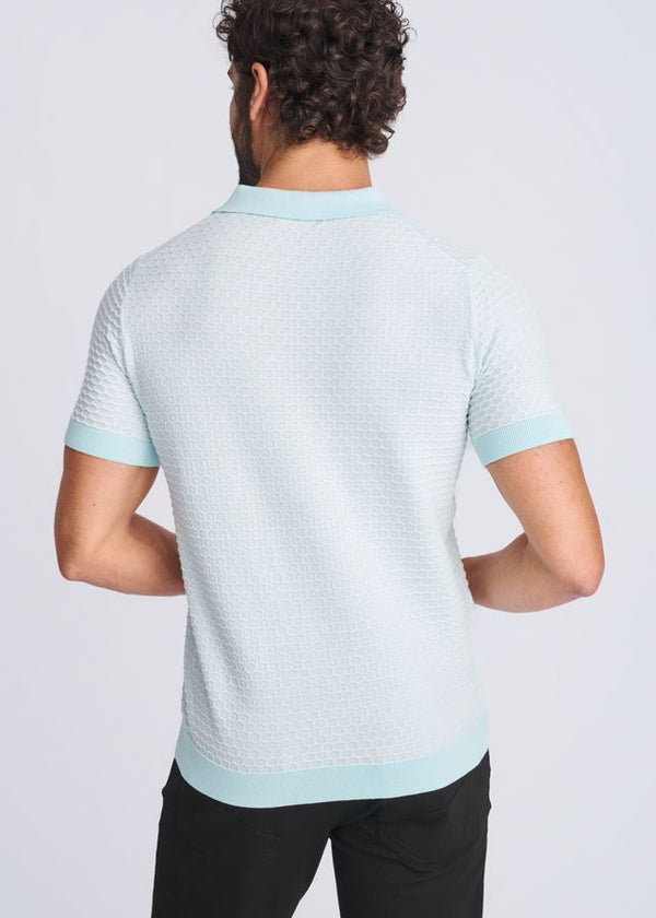Textured Honeycomb Polo Glacier/Milk White