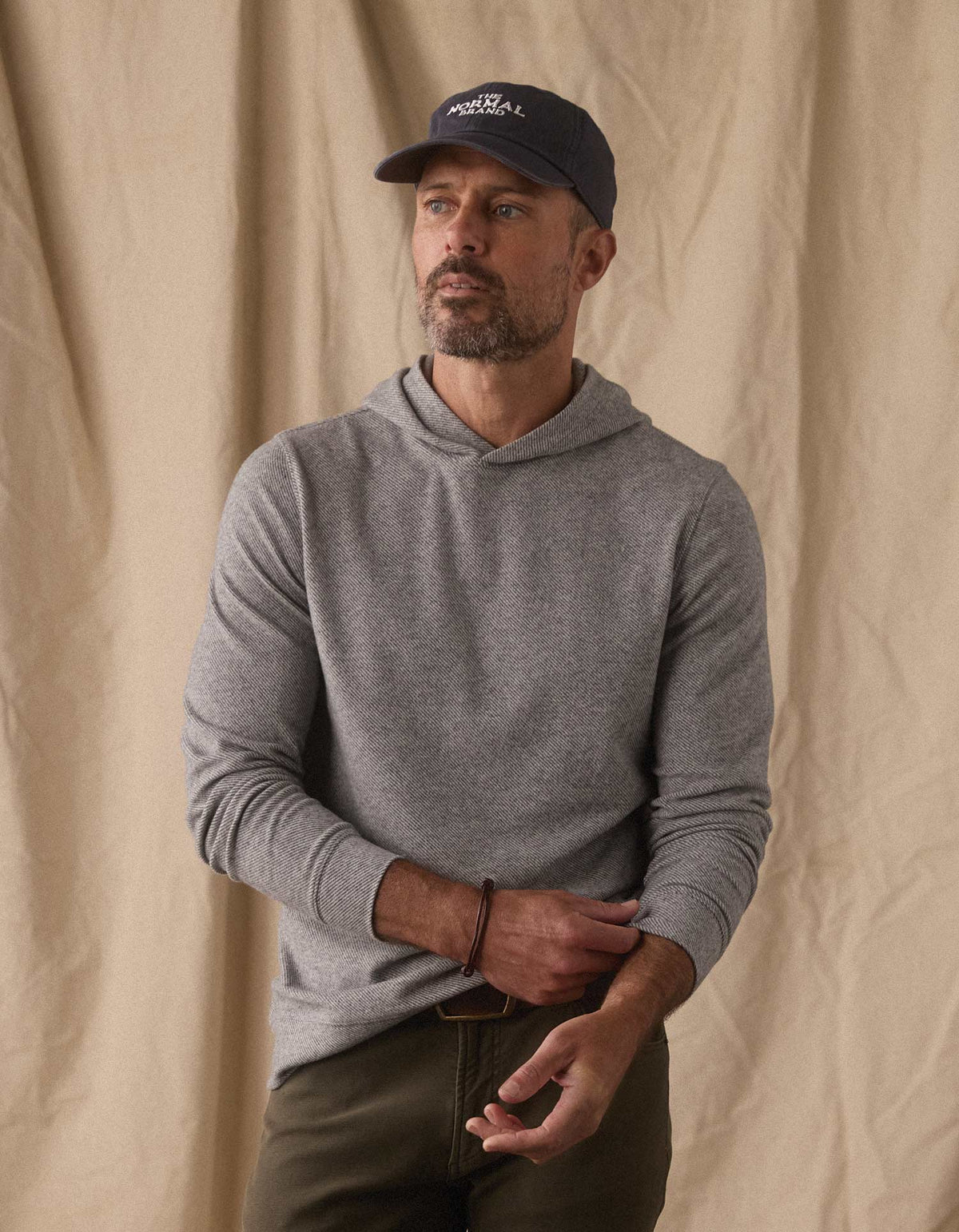 Brushed Textured Knit Hoodie Graphite