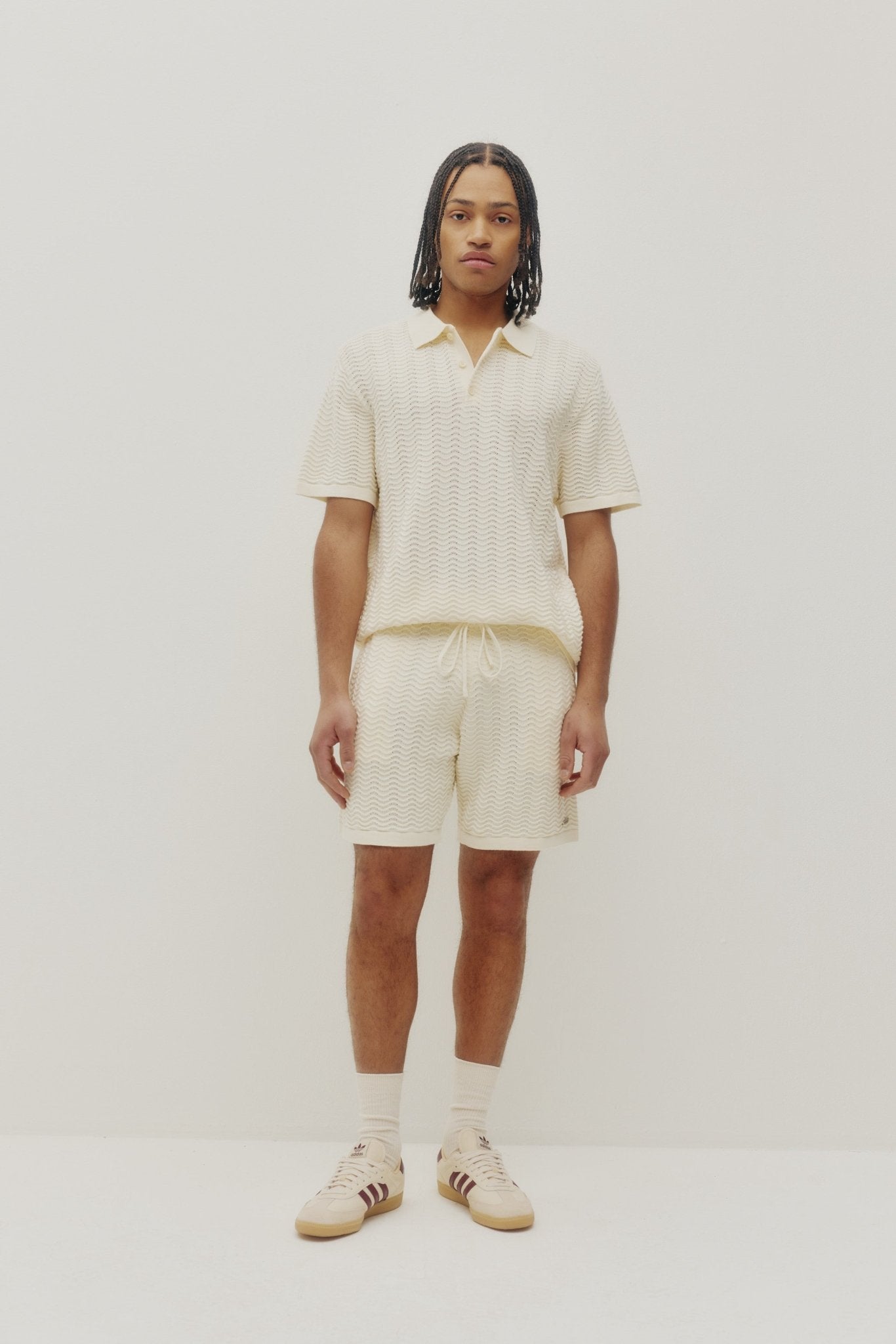 Wave Knit Polo Off White